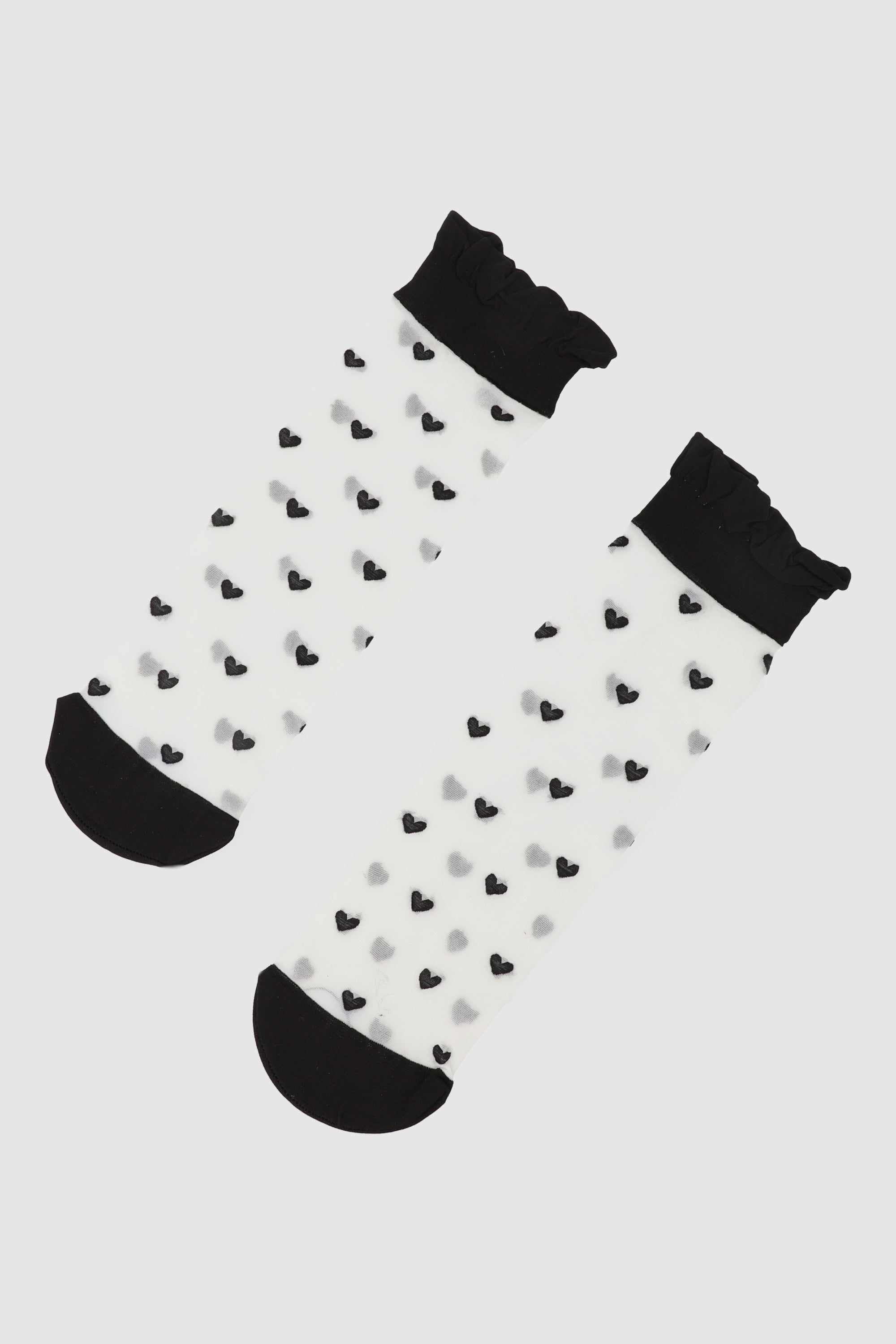 Mesh sock with embroidery BLACK