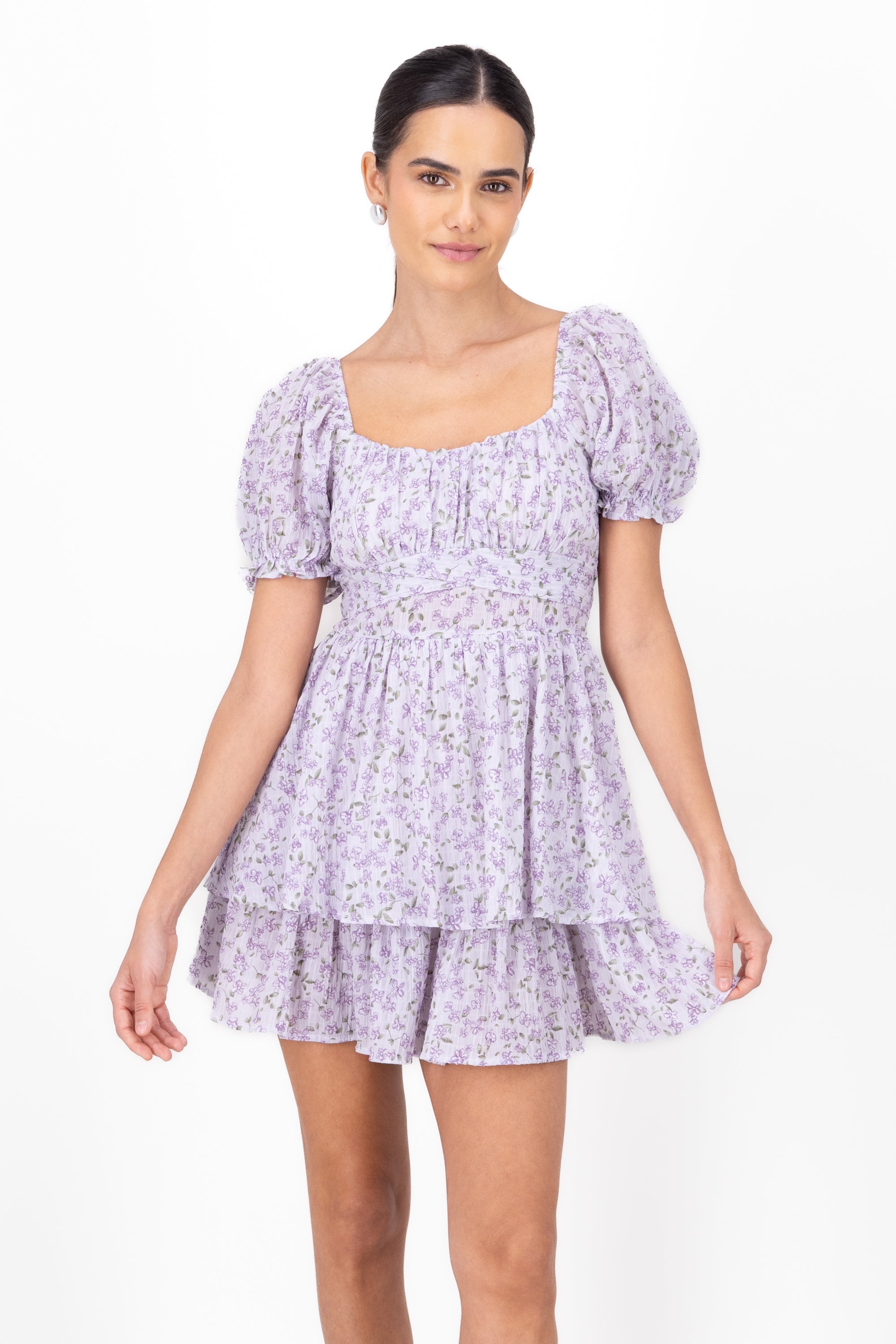 Olanes Flores Texture dress Purple combo