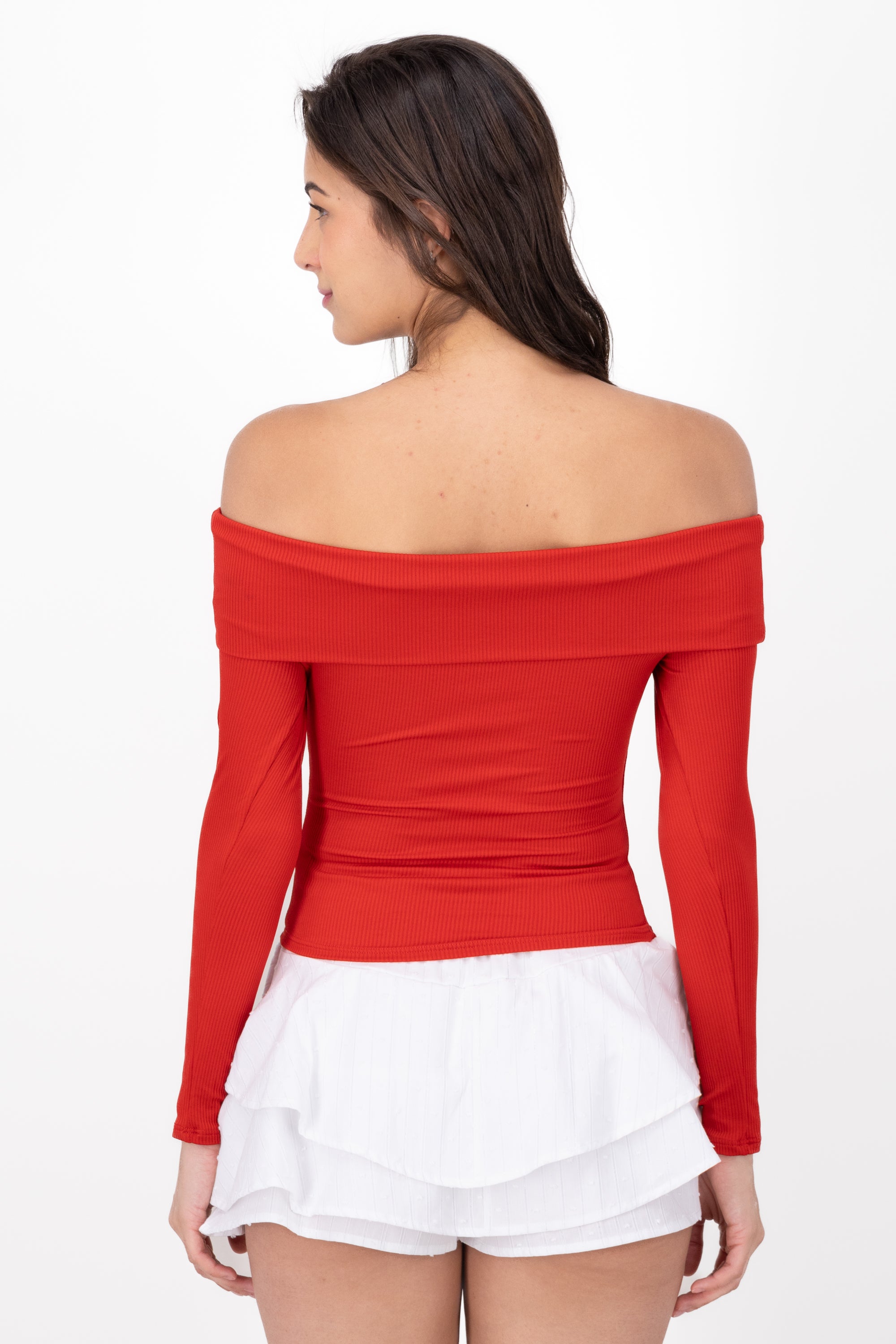 Top Rib Long Sleeve Shadow RED