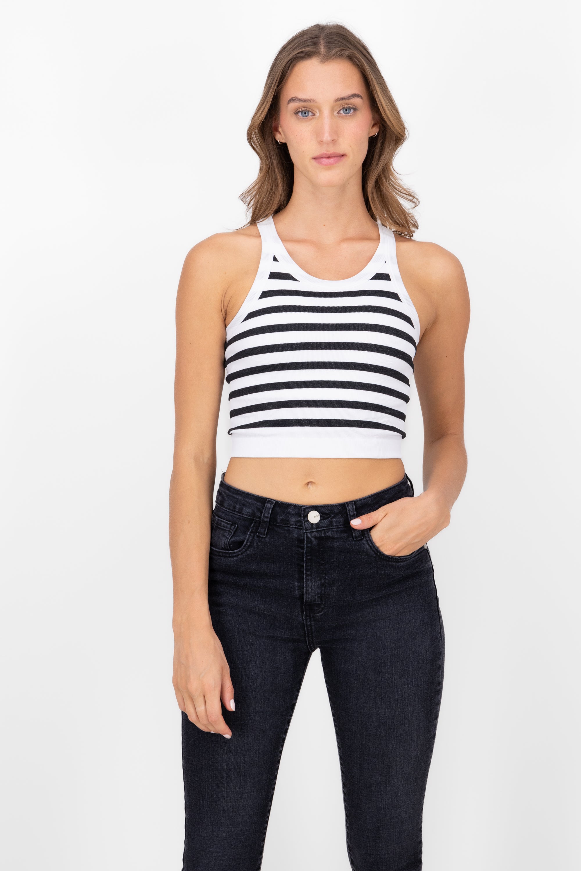 Top rayas sin mangas BLANCO COMBO