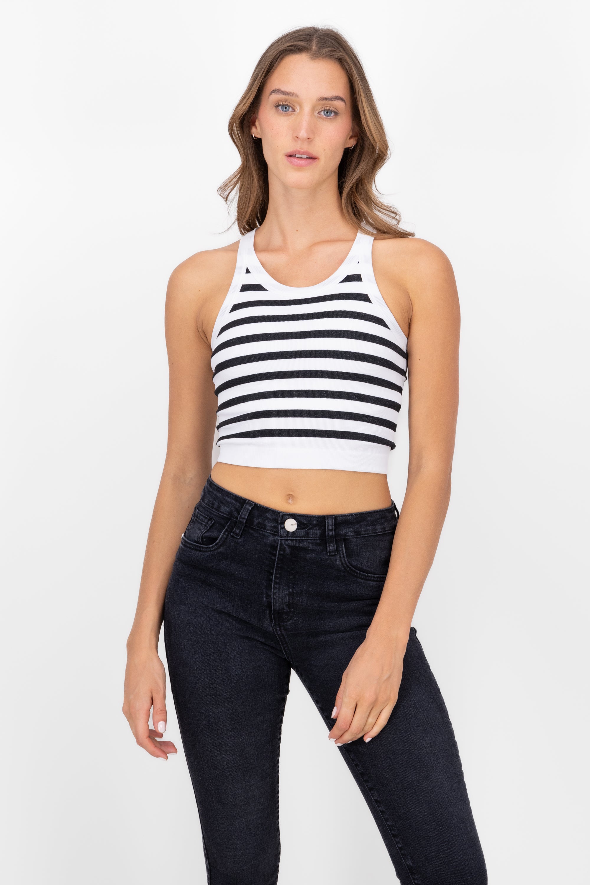 Top rayas sin mangas BLANCO COMBO