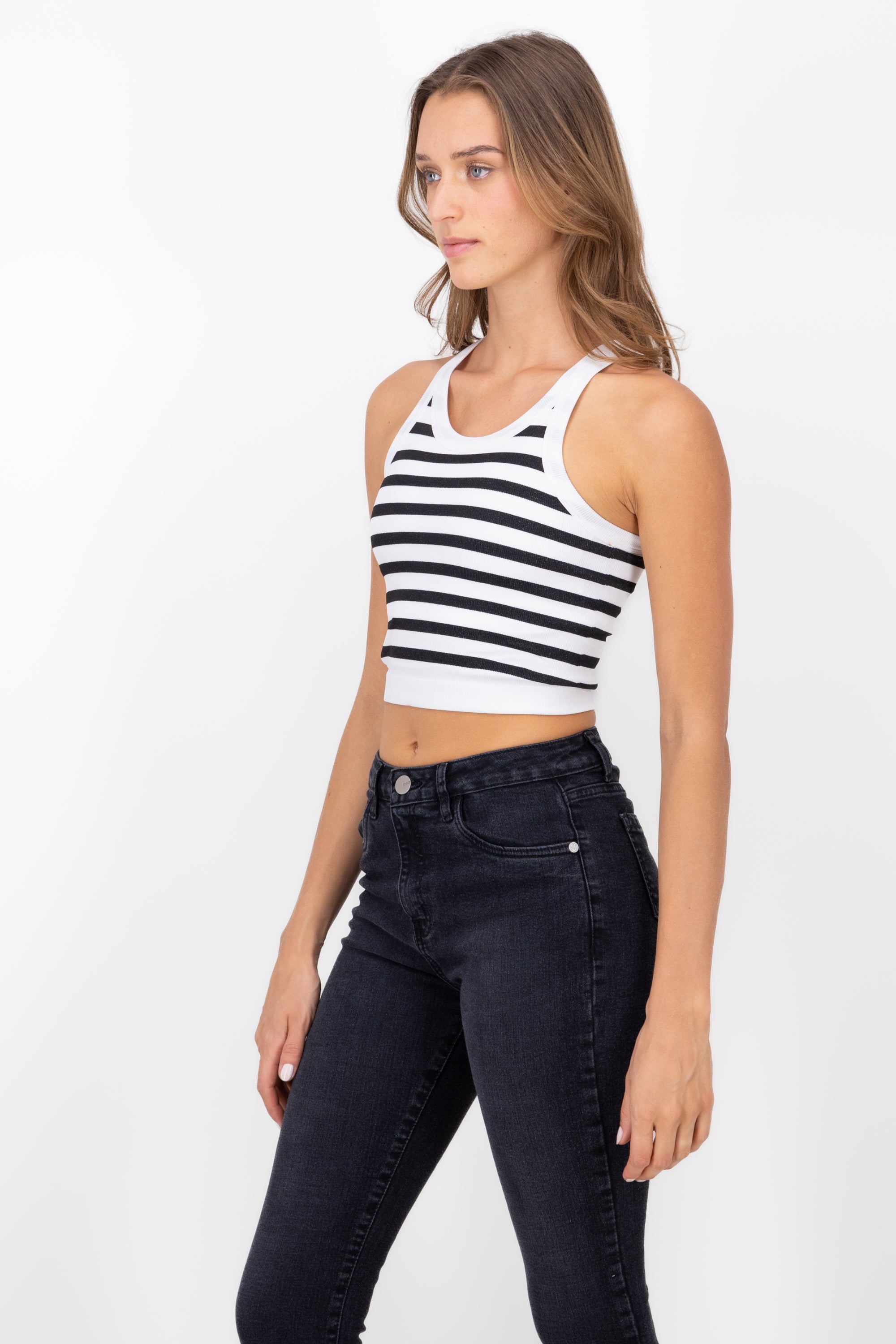 Top rayas sin mangas BLANCO COMBO