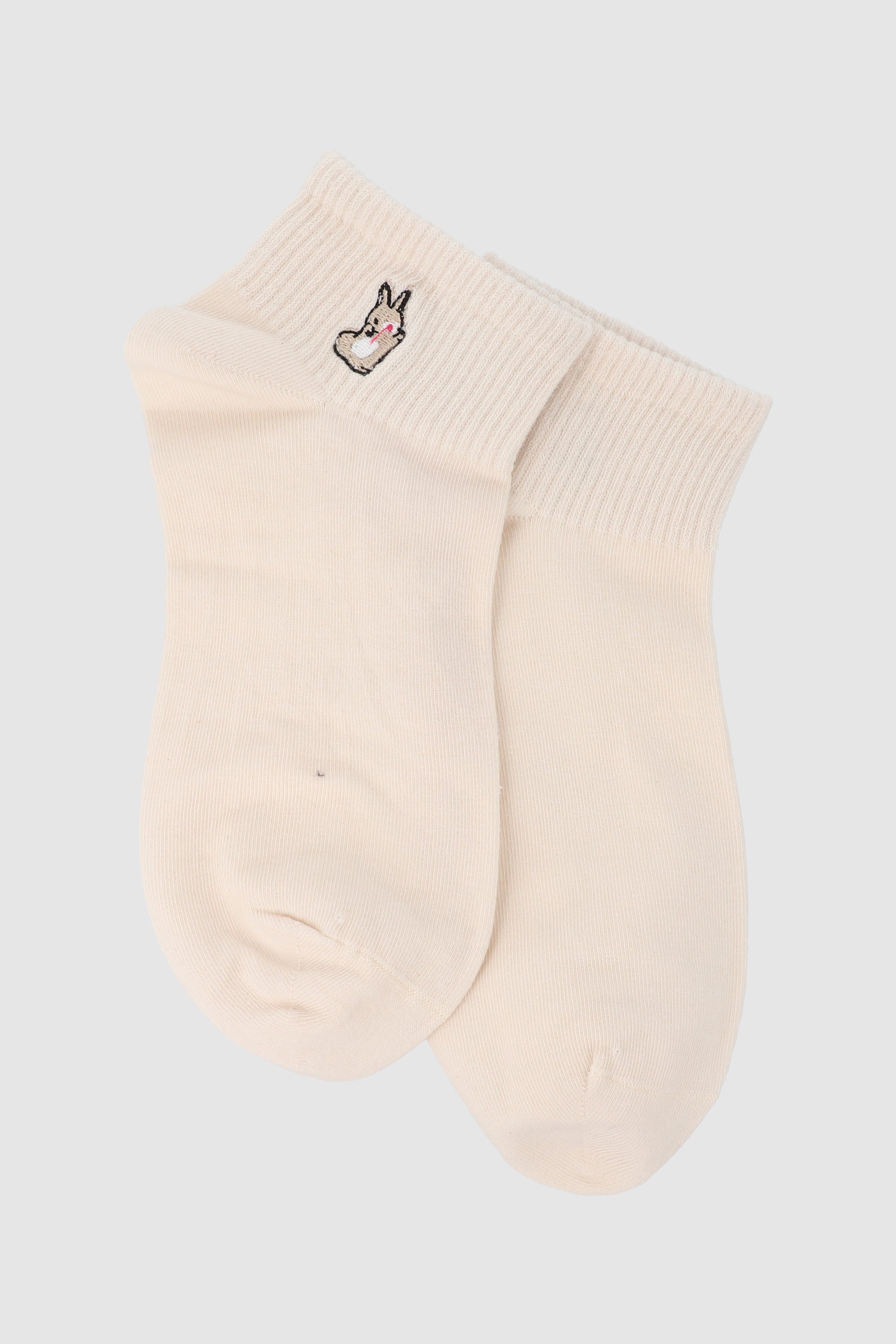 Embroidered animal socks WHITE