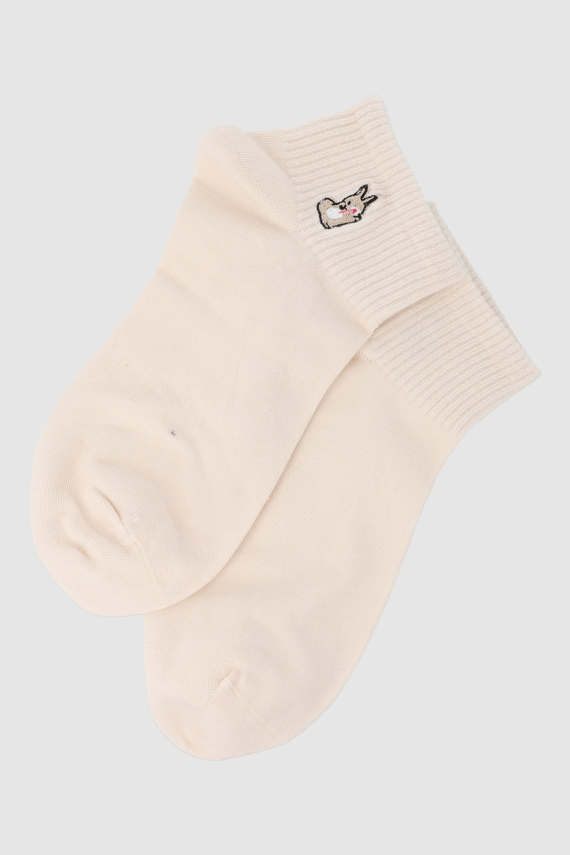 Embroidered animal socks WHITE