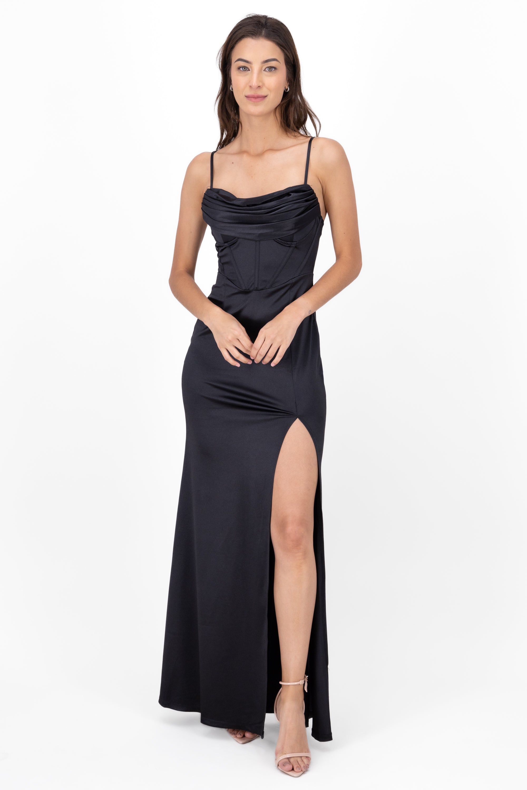 Maxi dress waterfall BLACK