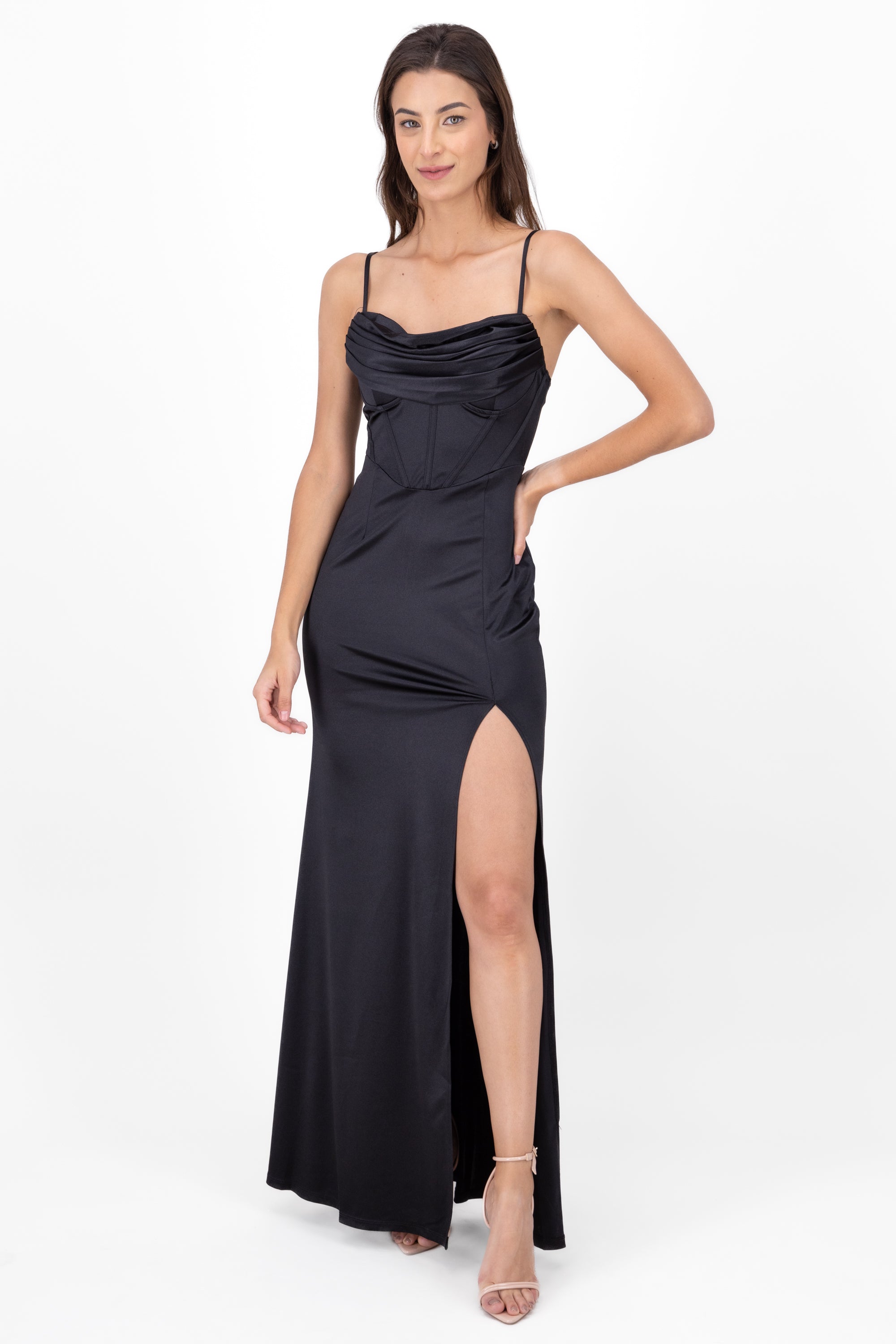 Maxi dress waterfall BLACK