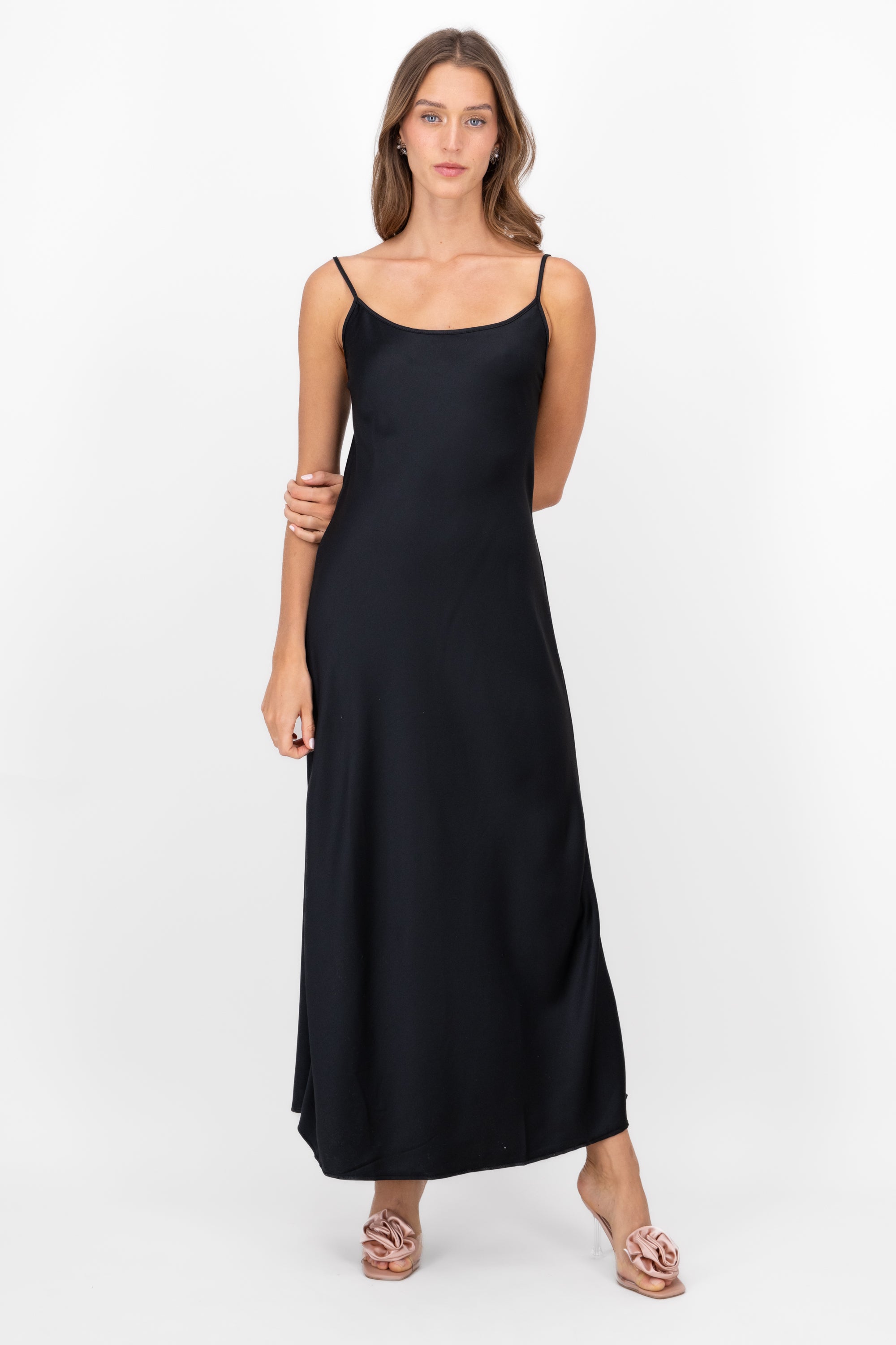 Maxi Satin dress BLACK