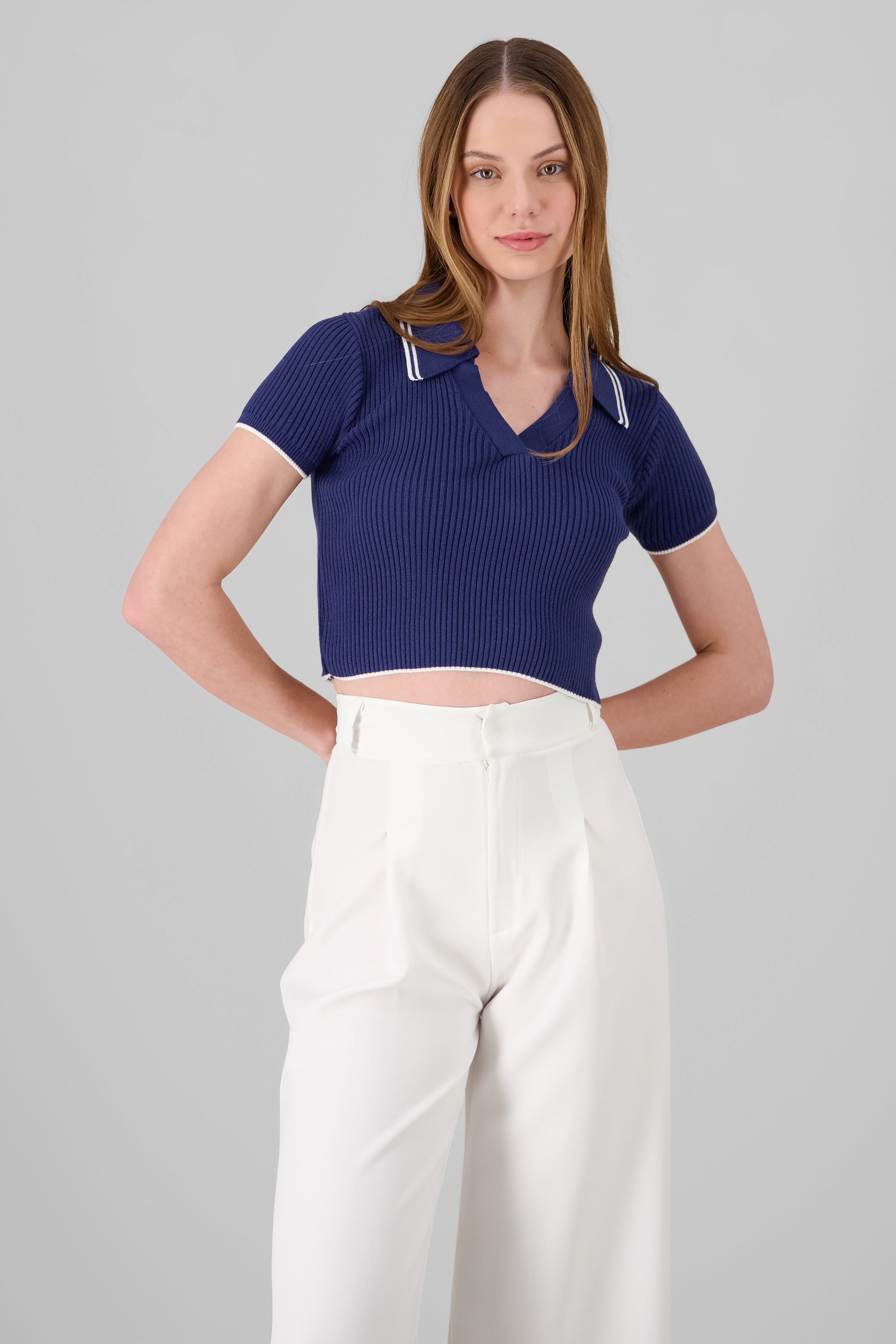 TOP POLO FABRIC CONTRAST COLOR HYPSters MARINE