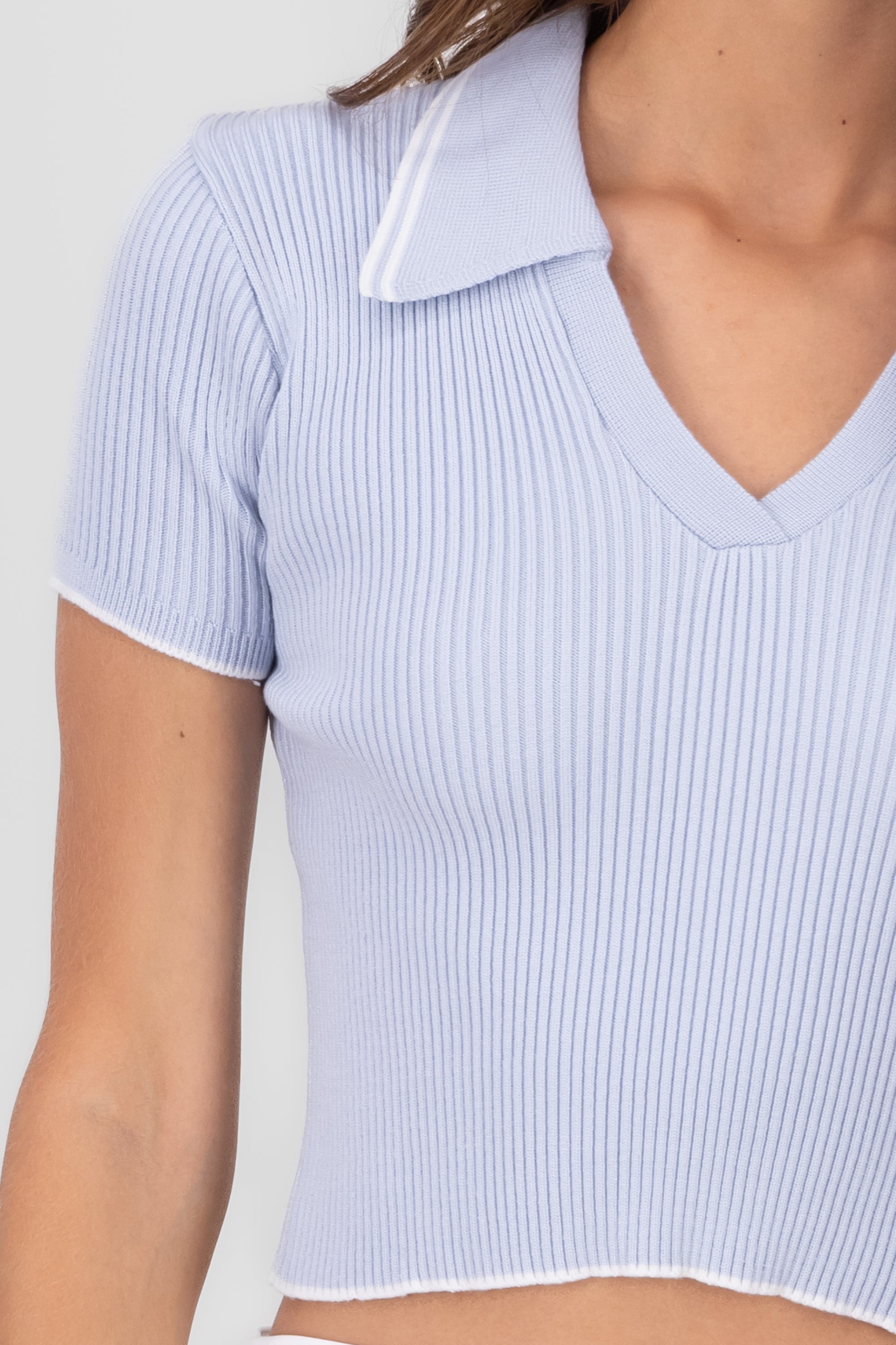 TOP POLO FABRIC CONTRAST COLOR HYPSters Sky blue