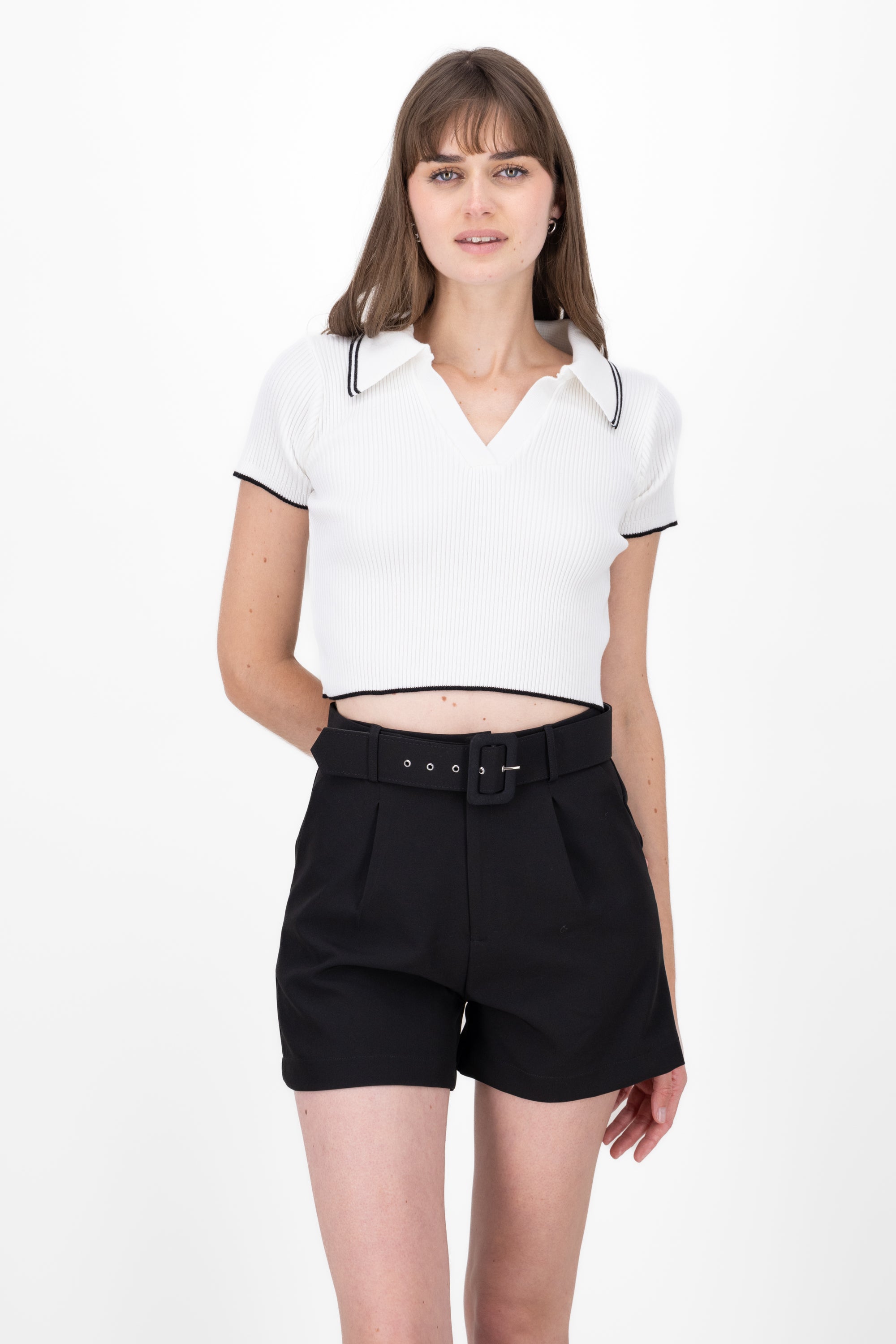 TOP POLO FABRIC CONTRAST COLOR HYPSters White Combo