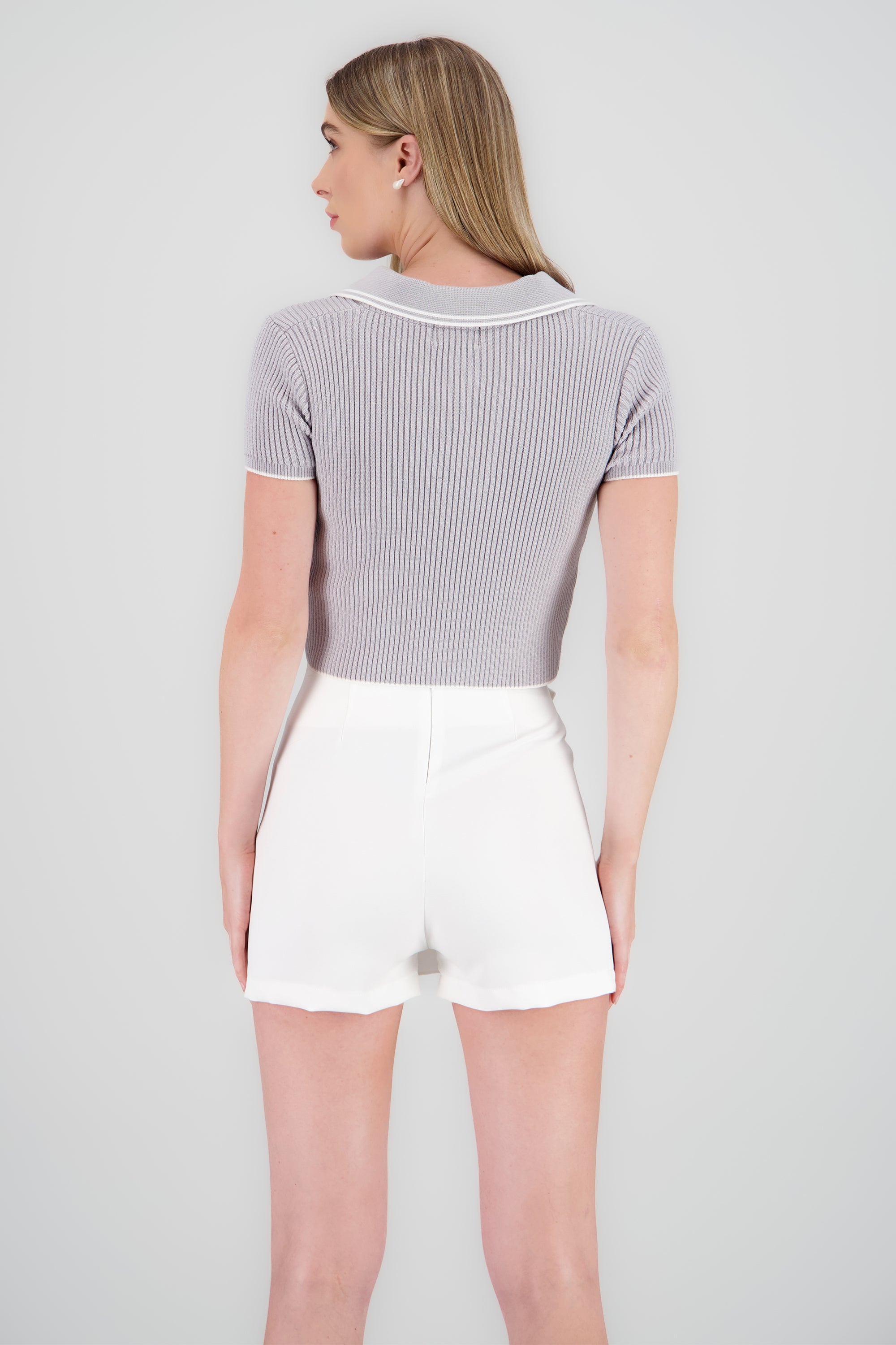 Top polo tejido contraste color Hypsters GRIS