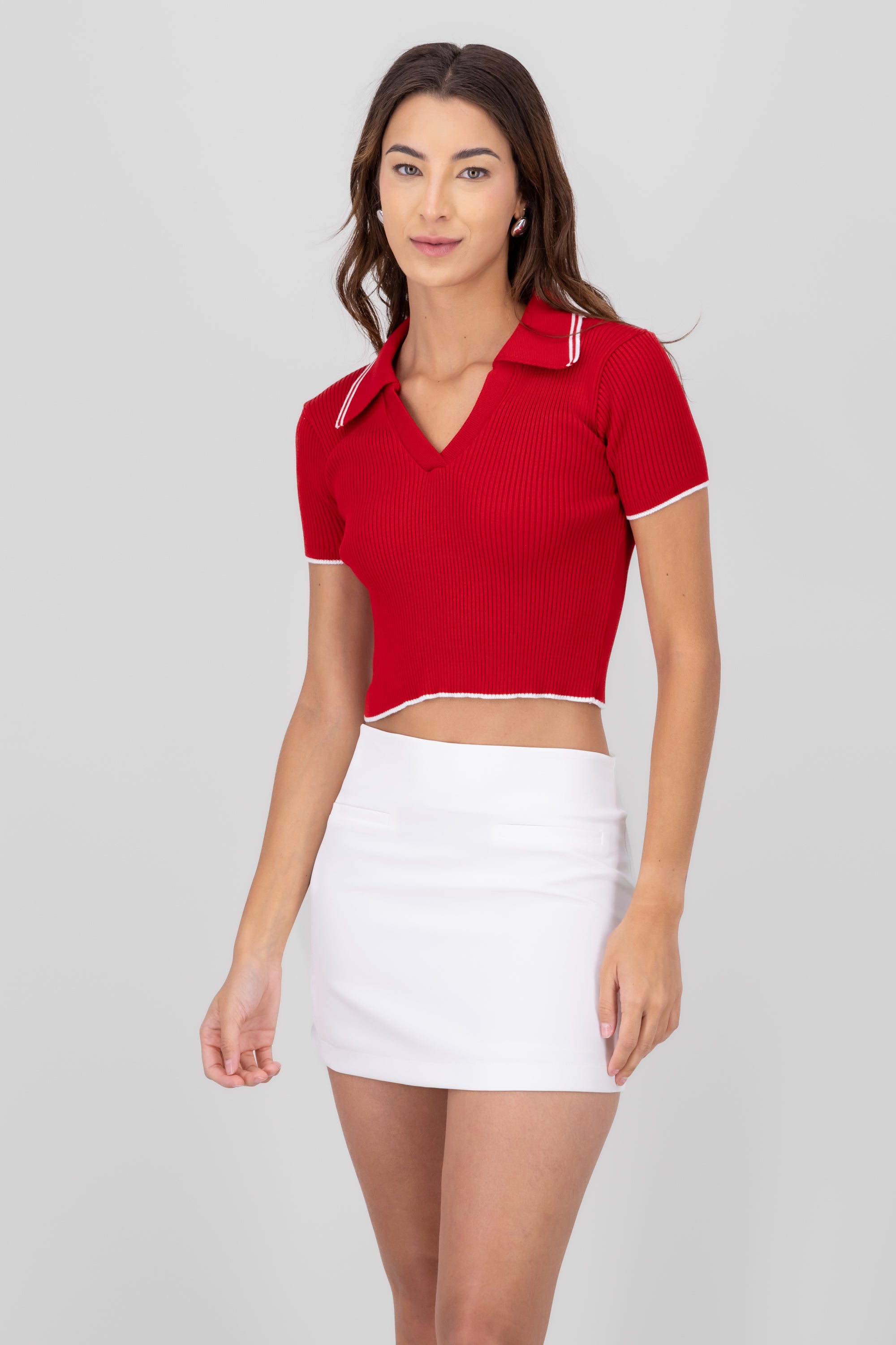 TOP POLO FABRIC CONTRAST COLOR HYPSters RED