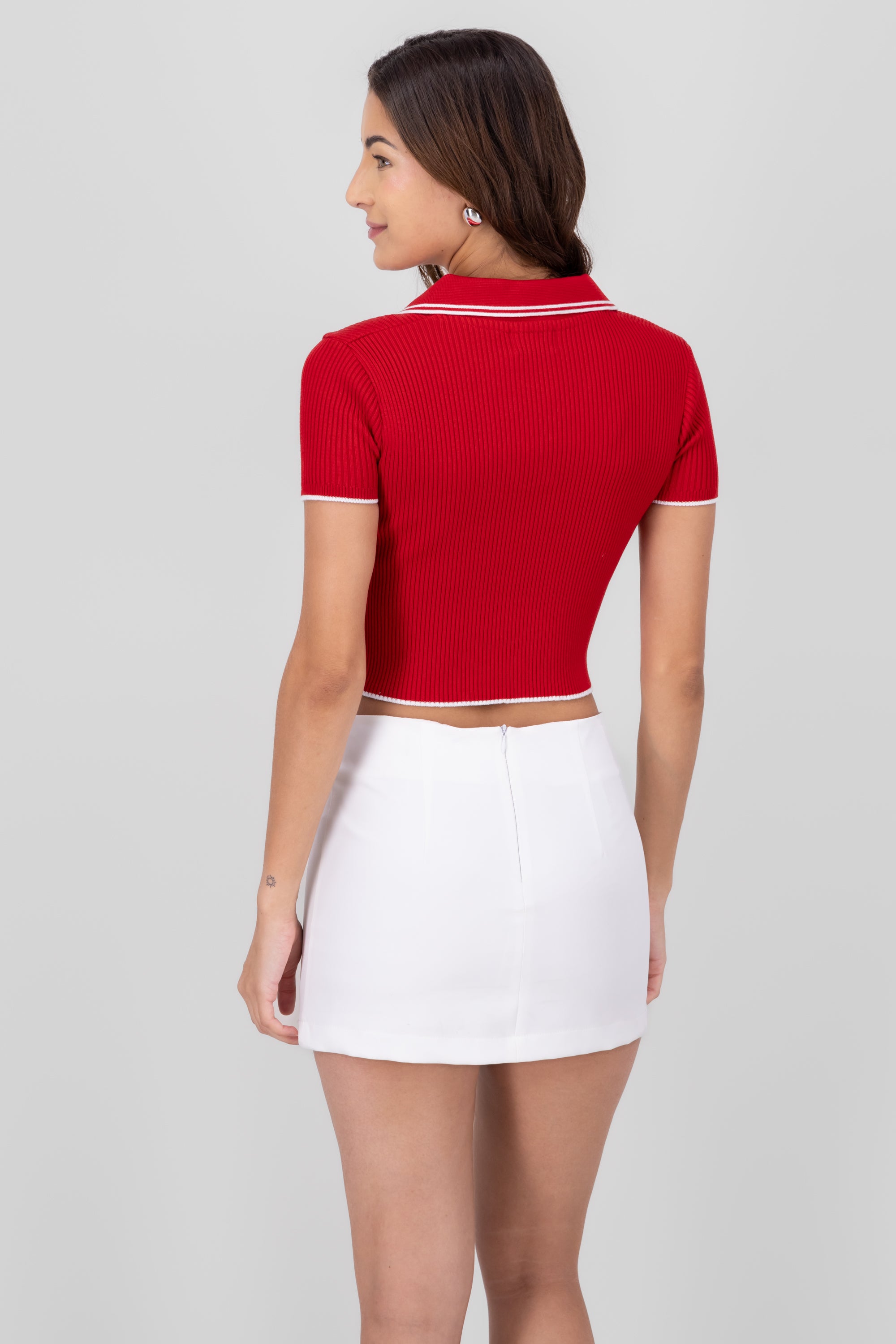 TOP POLO FABRIC CONTRAST COLOR HYPSters RED