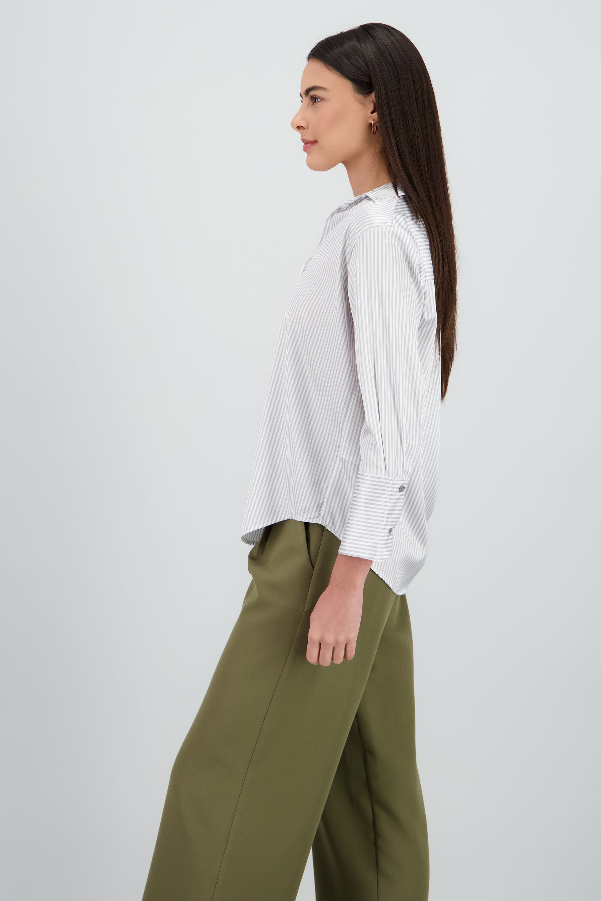 Blusa satin rayas manga larga Hypsters GRIS
