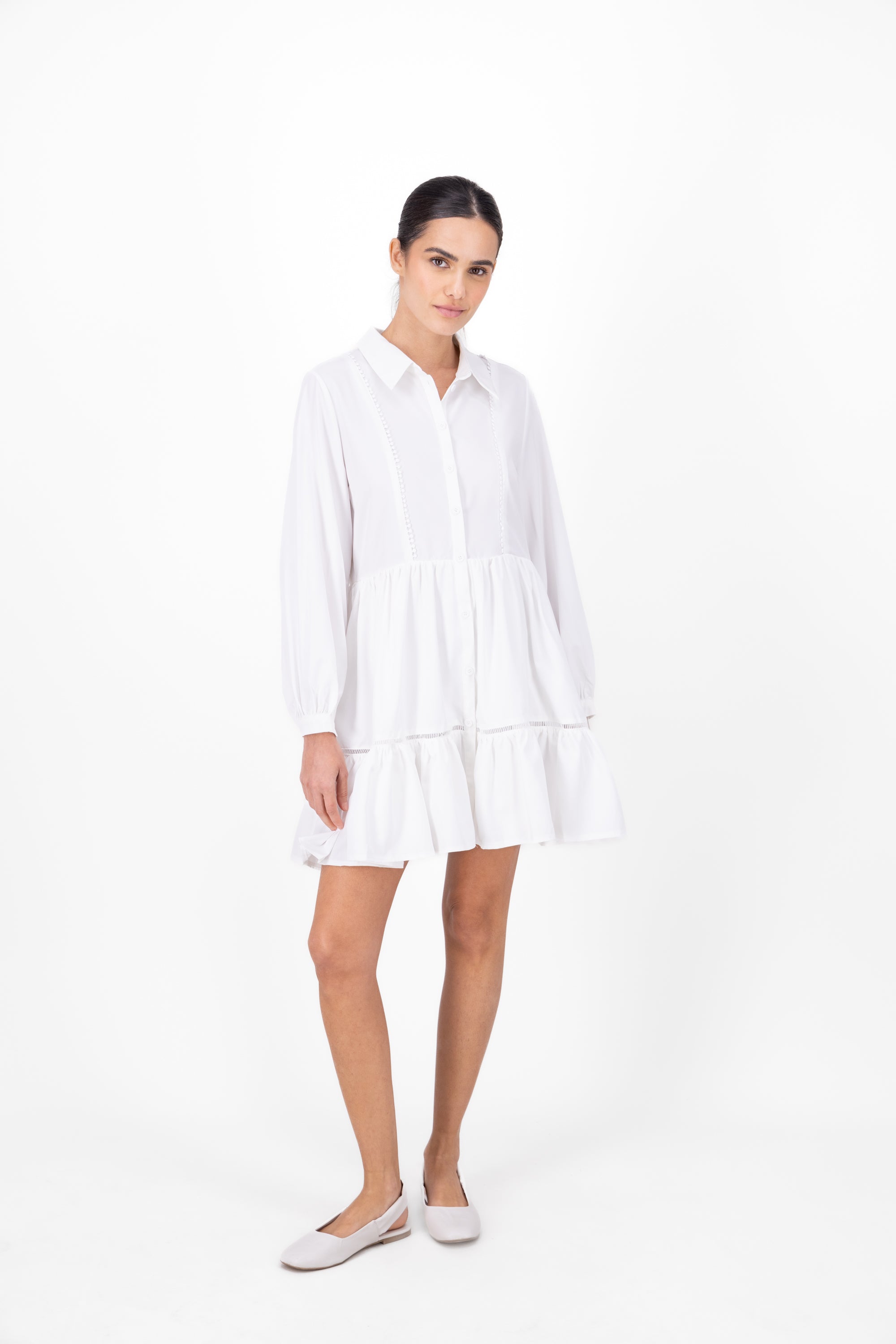 Shirt dress smooth WHITE