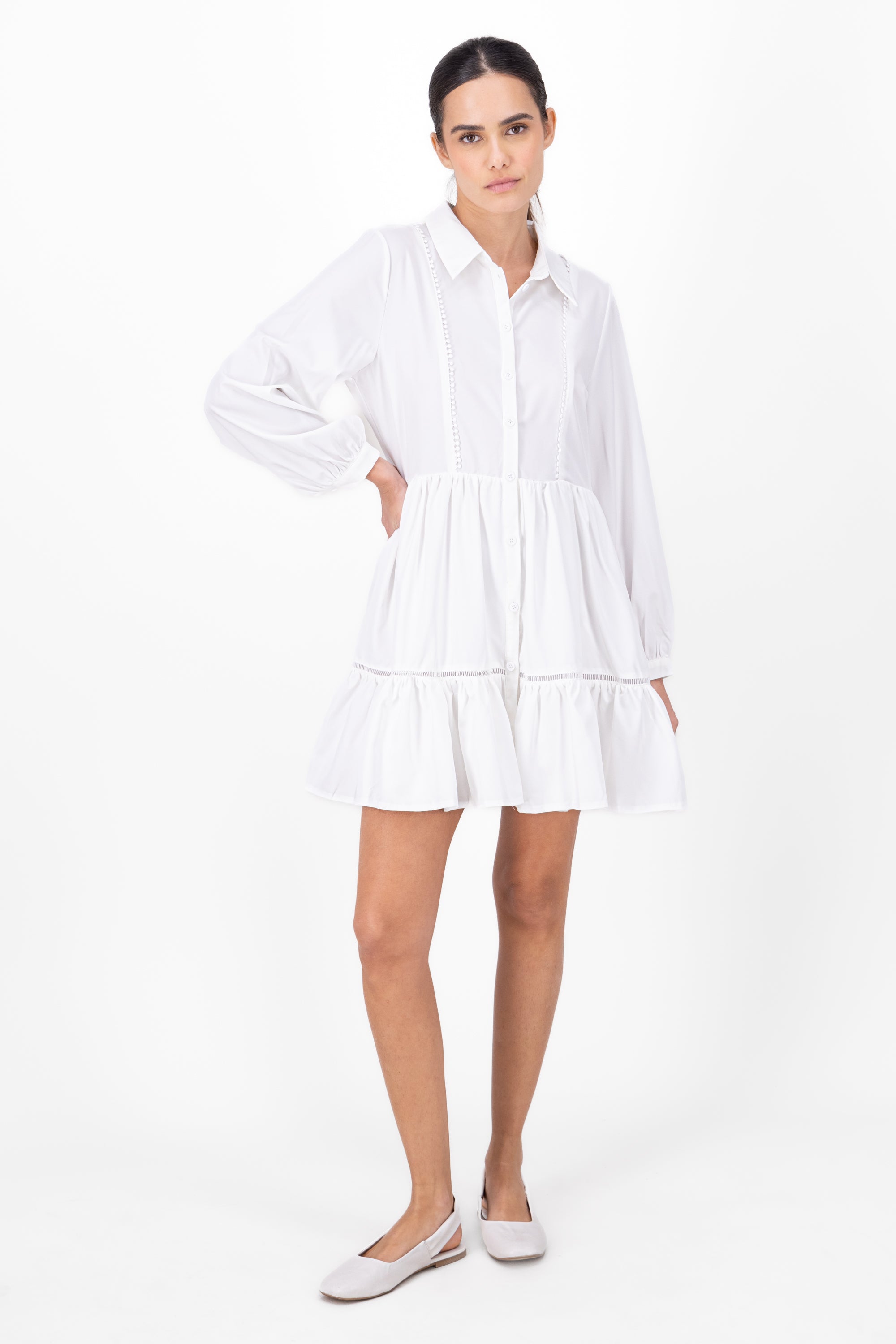 Shirt dress smooth WHITE