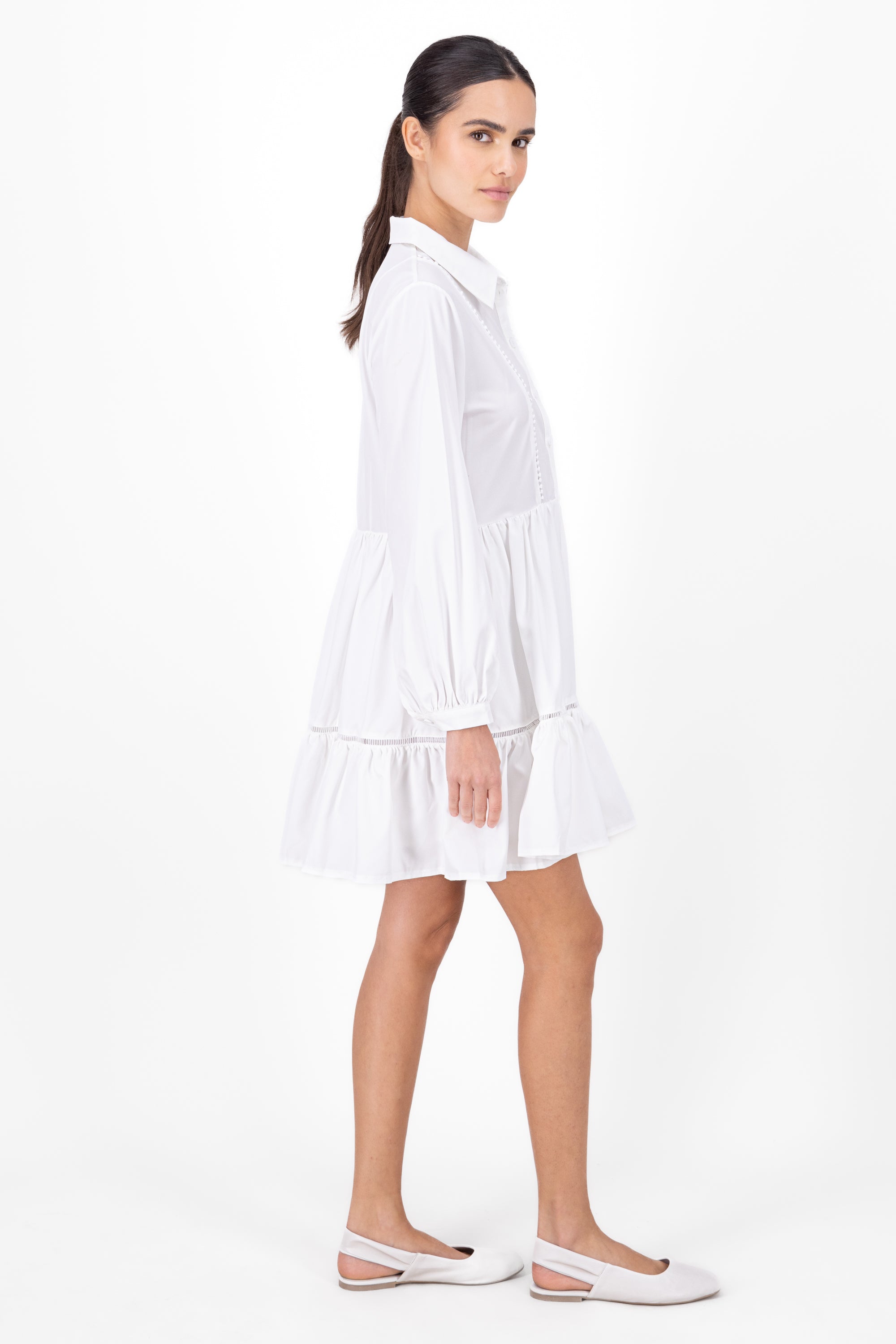 Shirt dress smooth WHITE