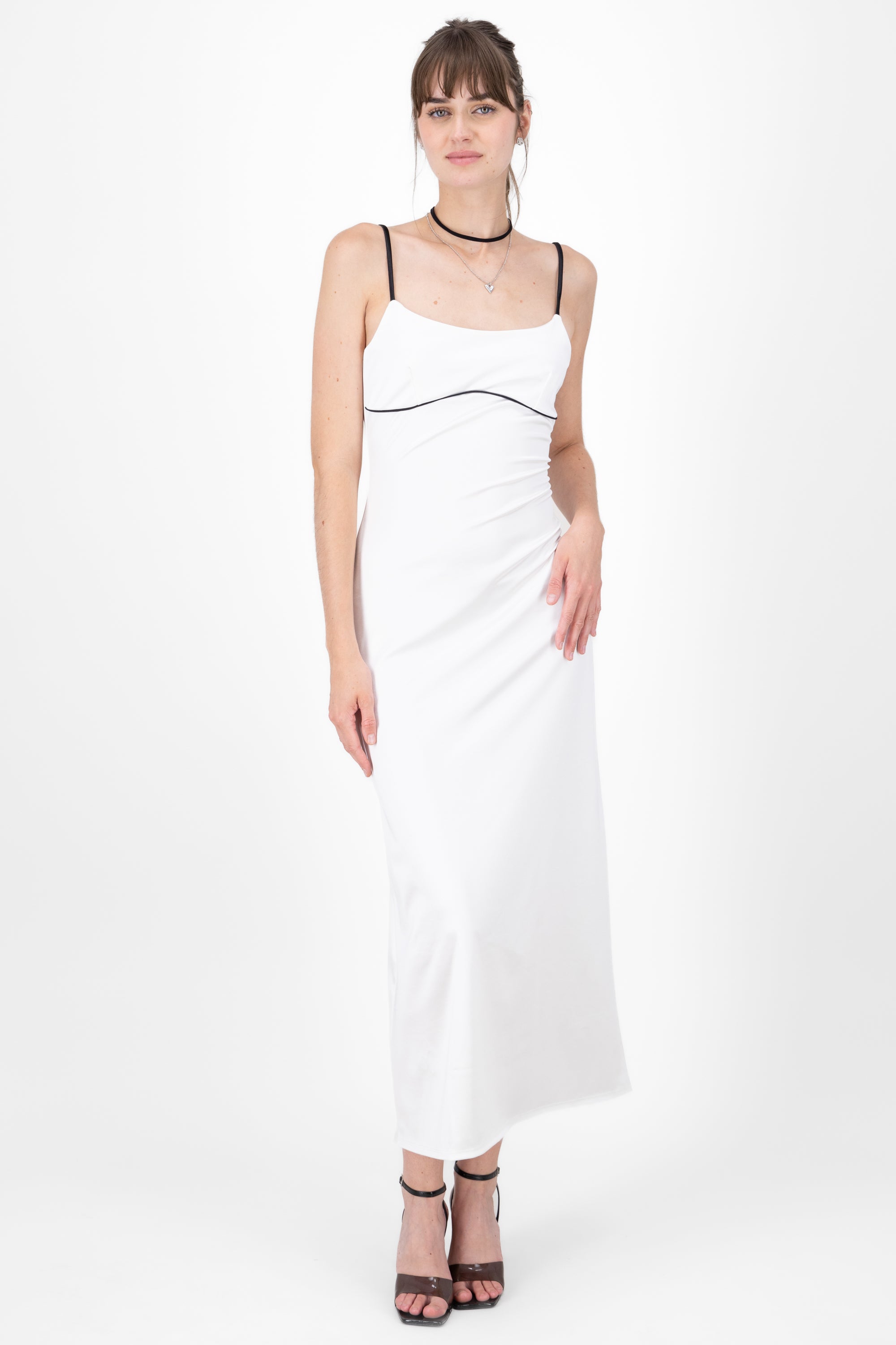 Vestido maxi con contraste BLANCO COMBO