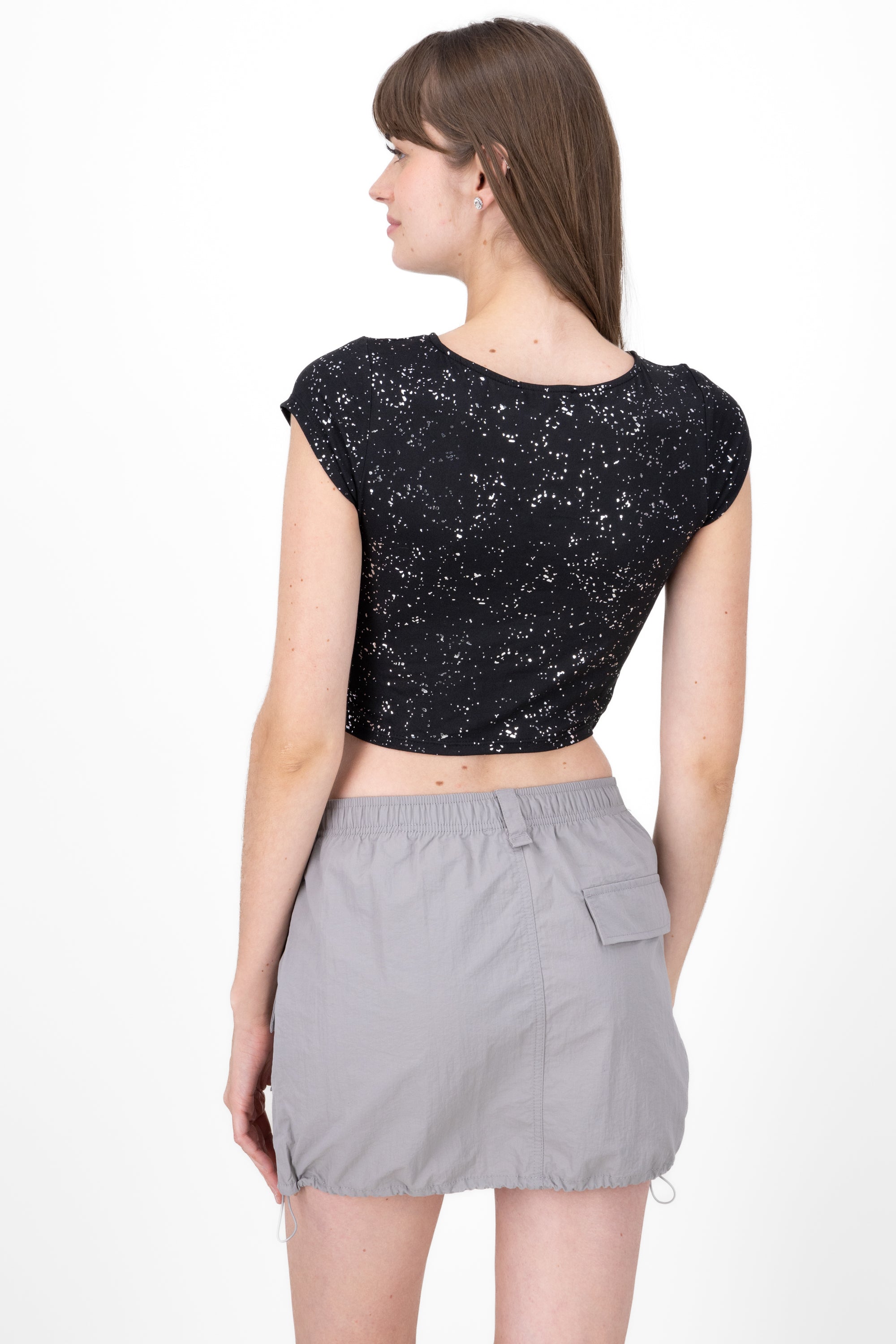 Top crop metalico manchas NEGRO