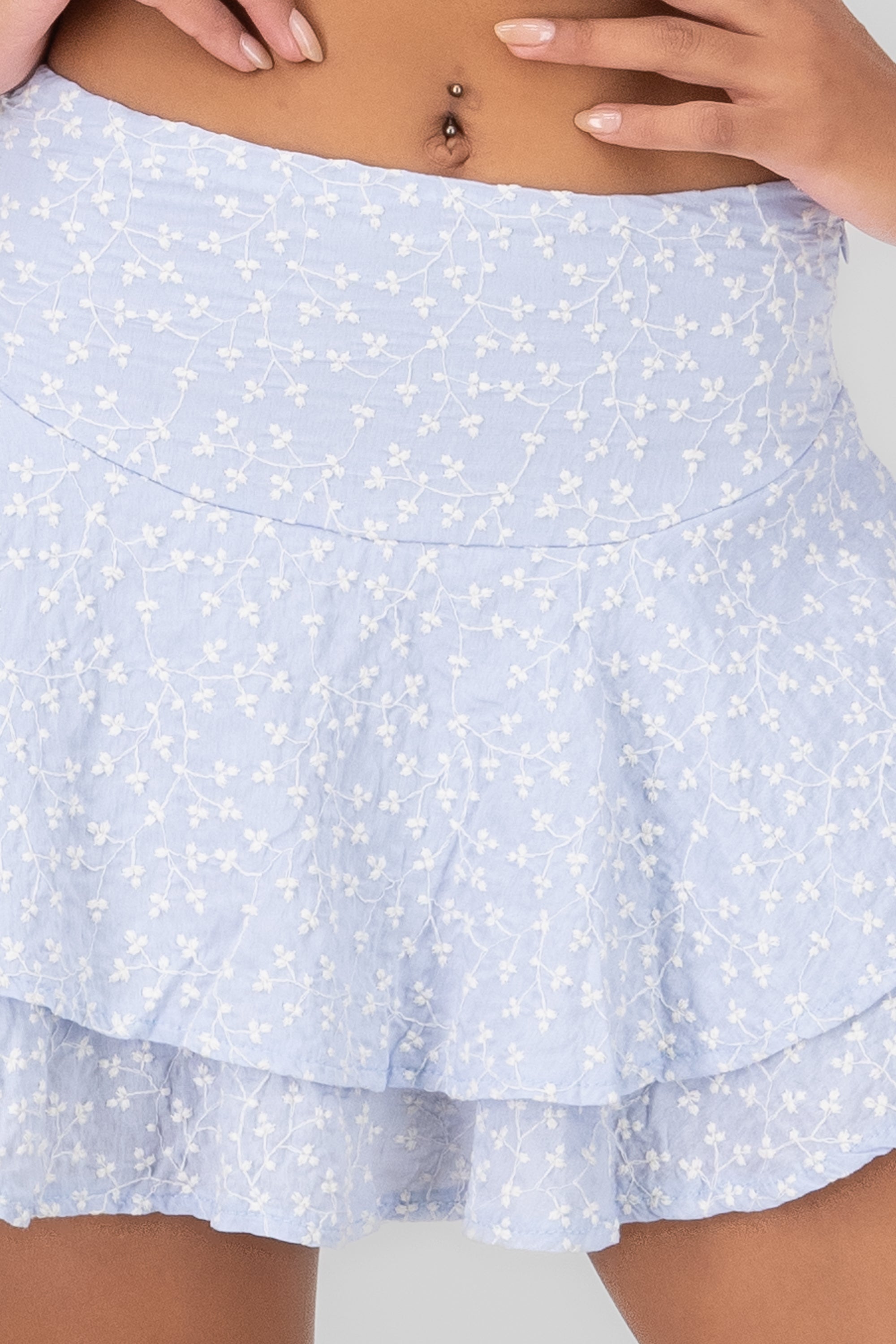 Short Flores embroidered skirt Combo blue