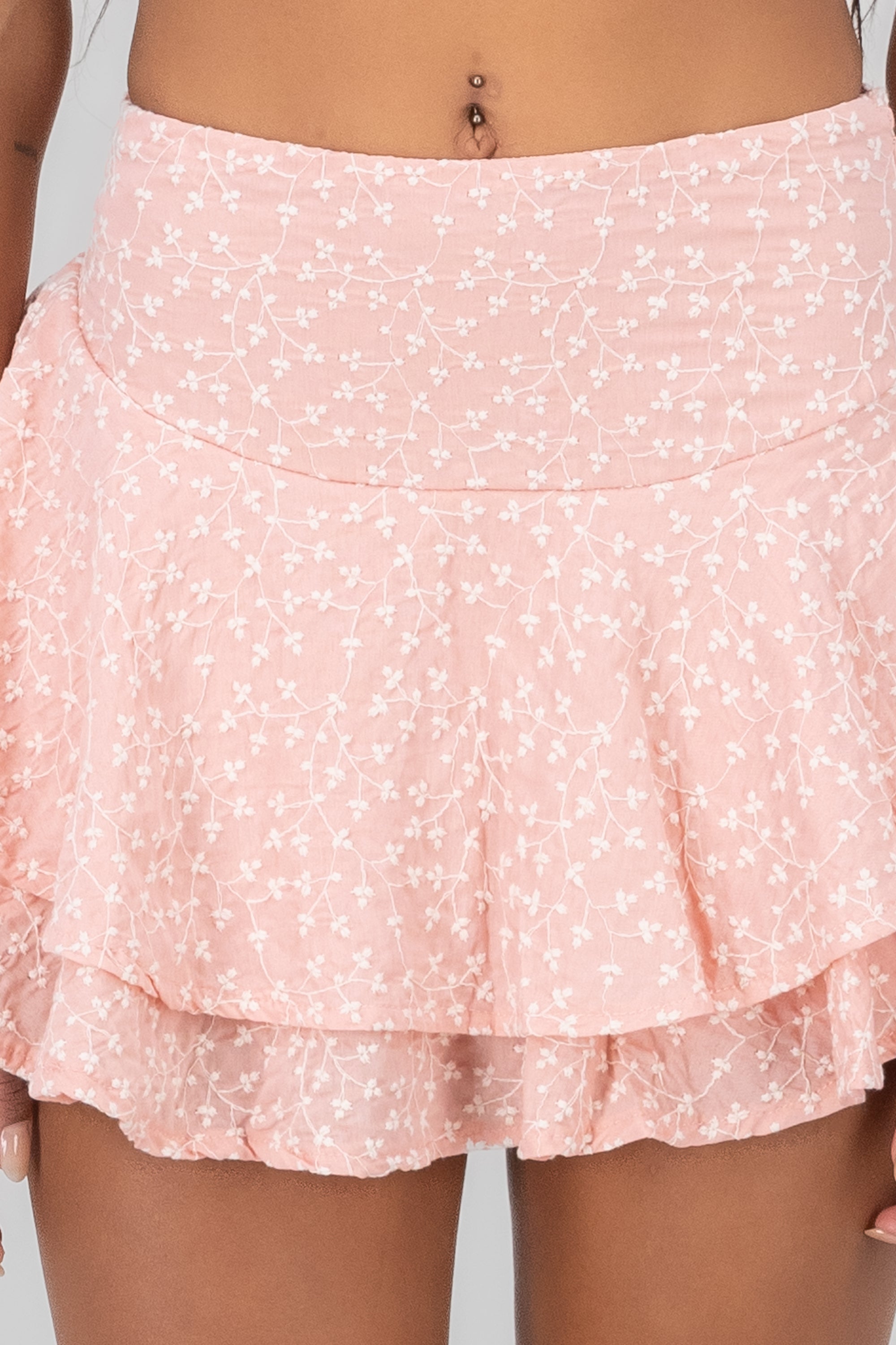 Short Flores embroidered skirt Rosa Combo