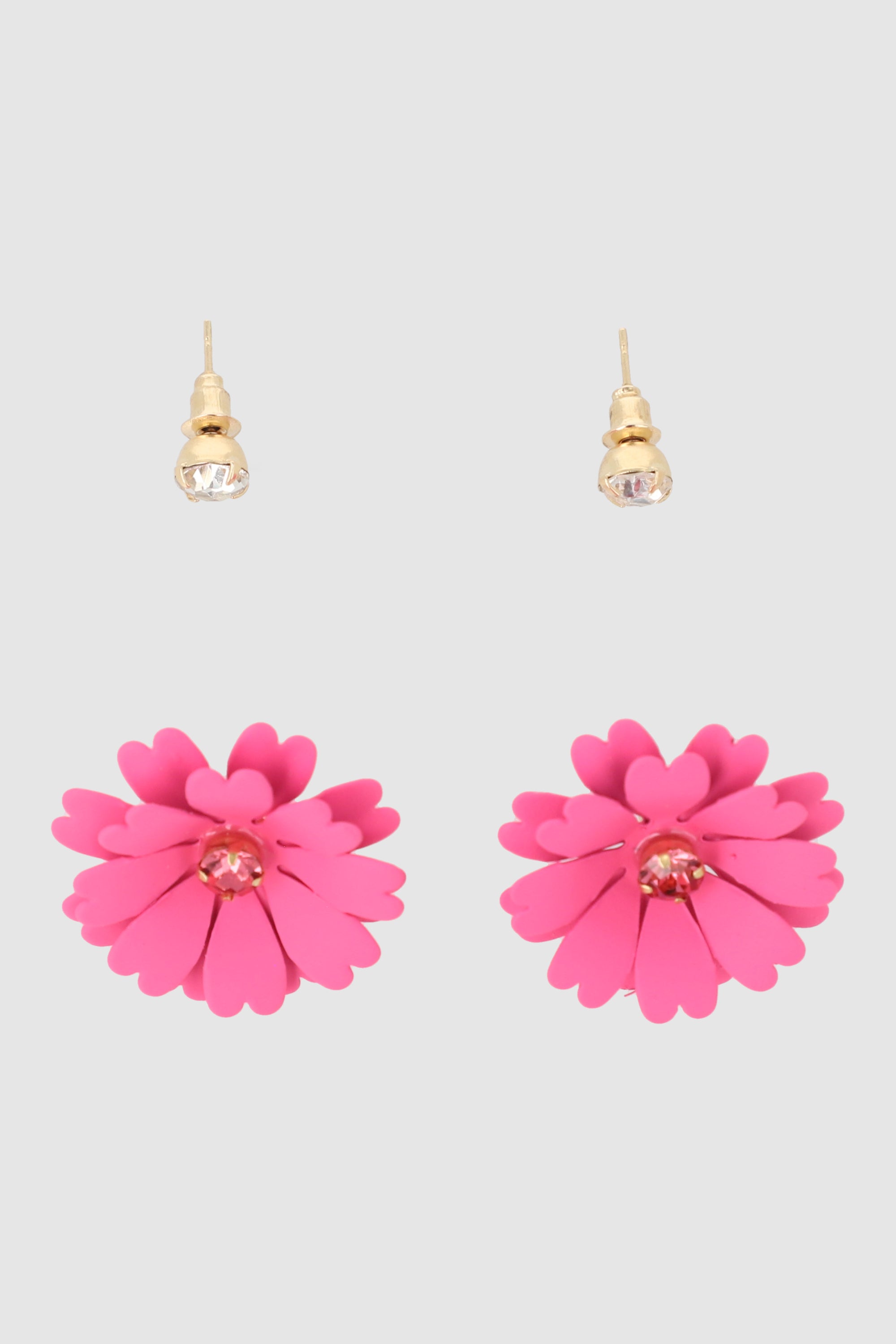 2 pairs of color flower earrings PINK