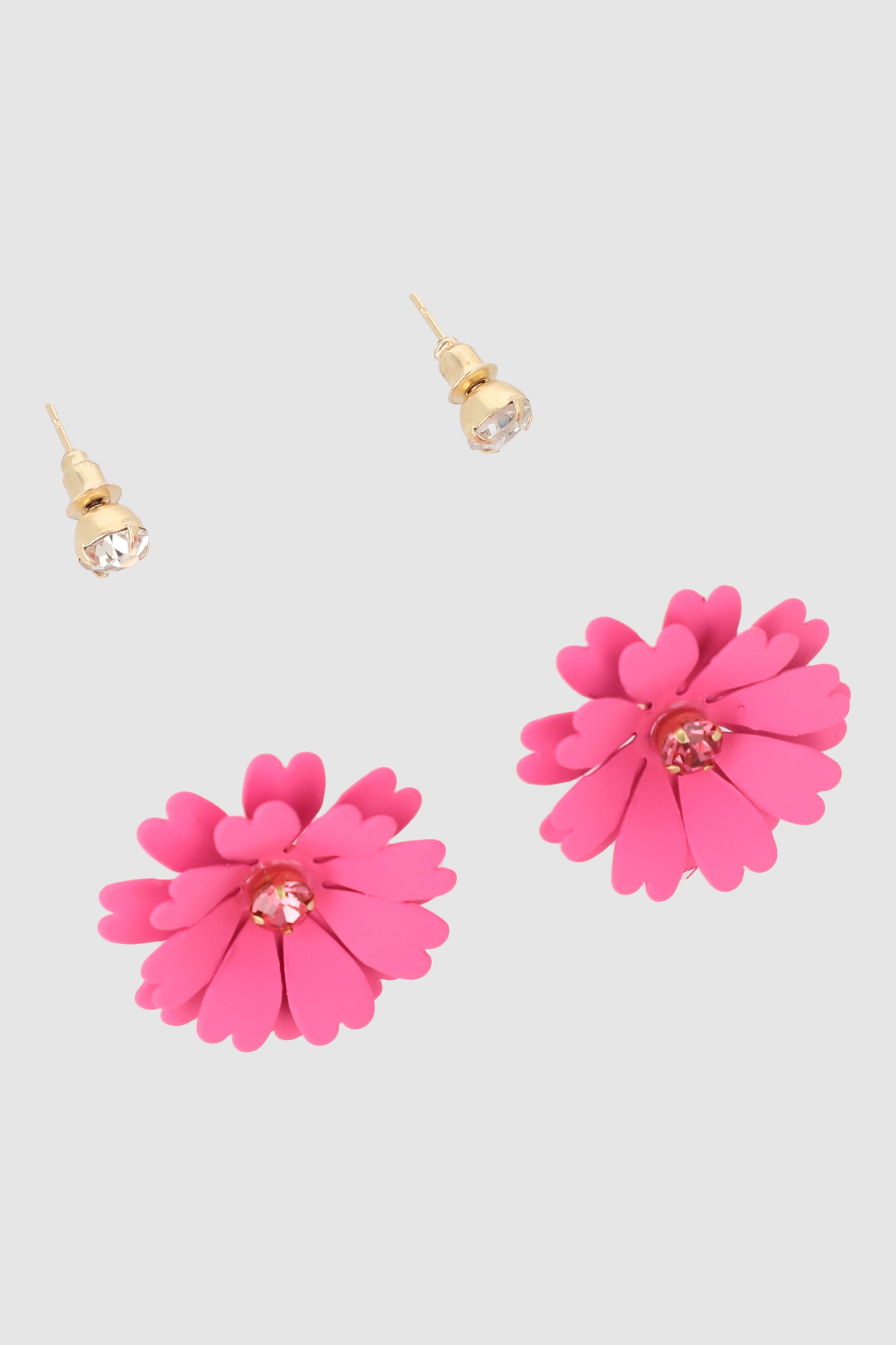 2 pairs of color flower earrings PINK