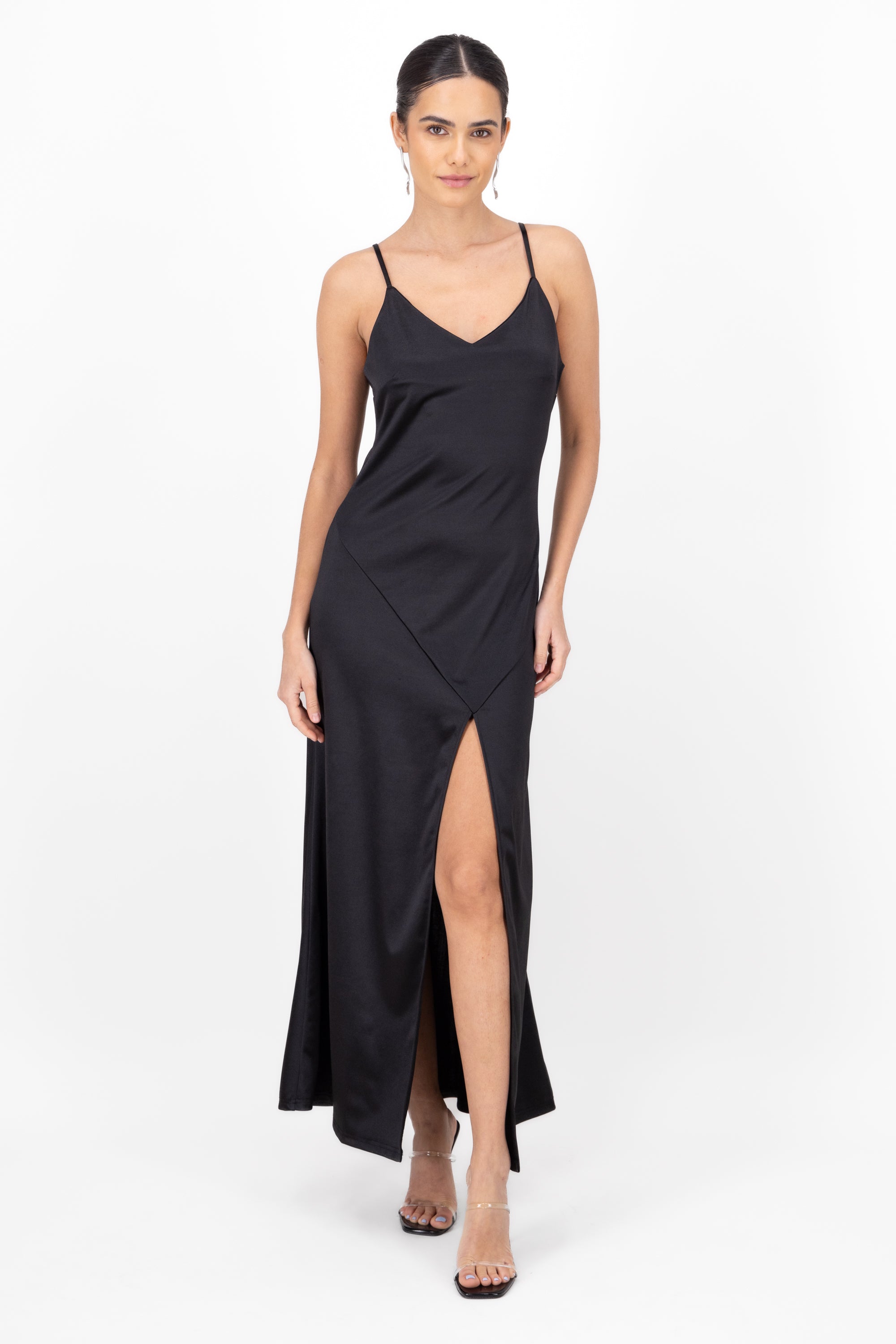 Maxi Dress open leg BLACK