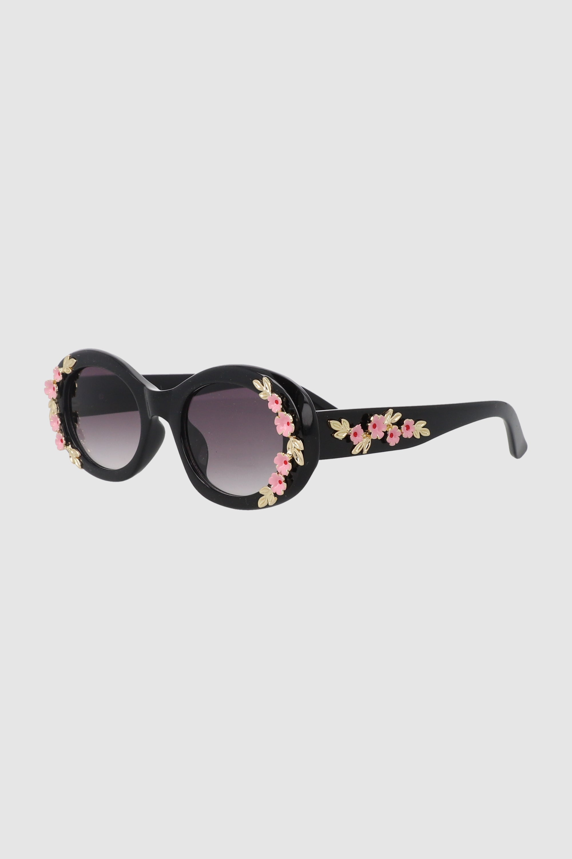 Lentes Ovalo Detalle Flores NEGRO