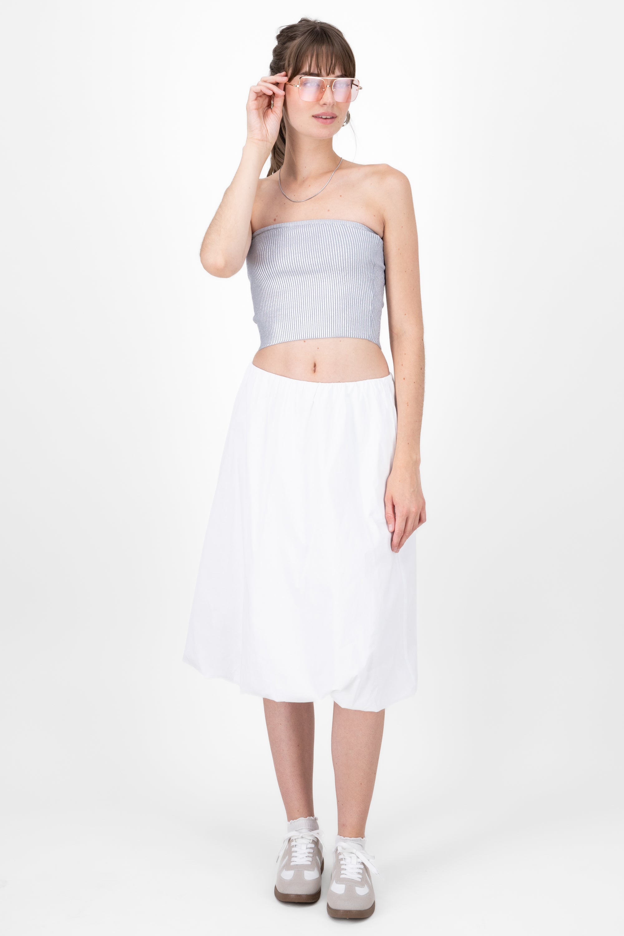 Falda midi efecto burbuja Hypsters BLANCO