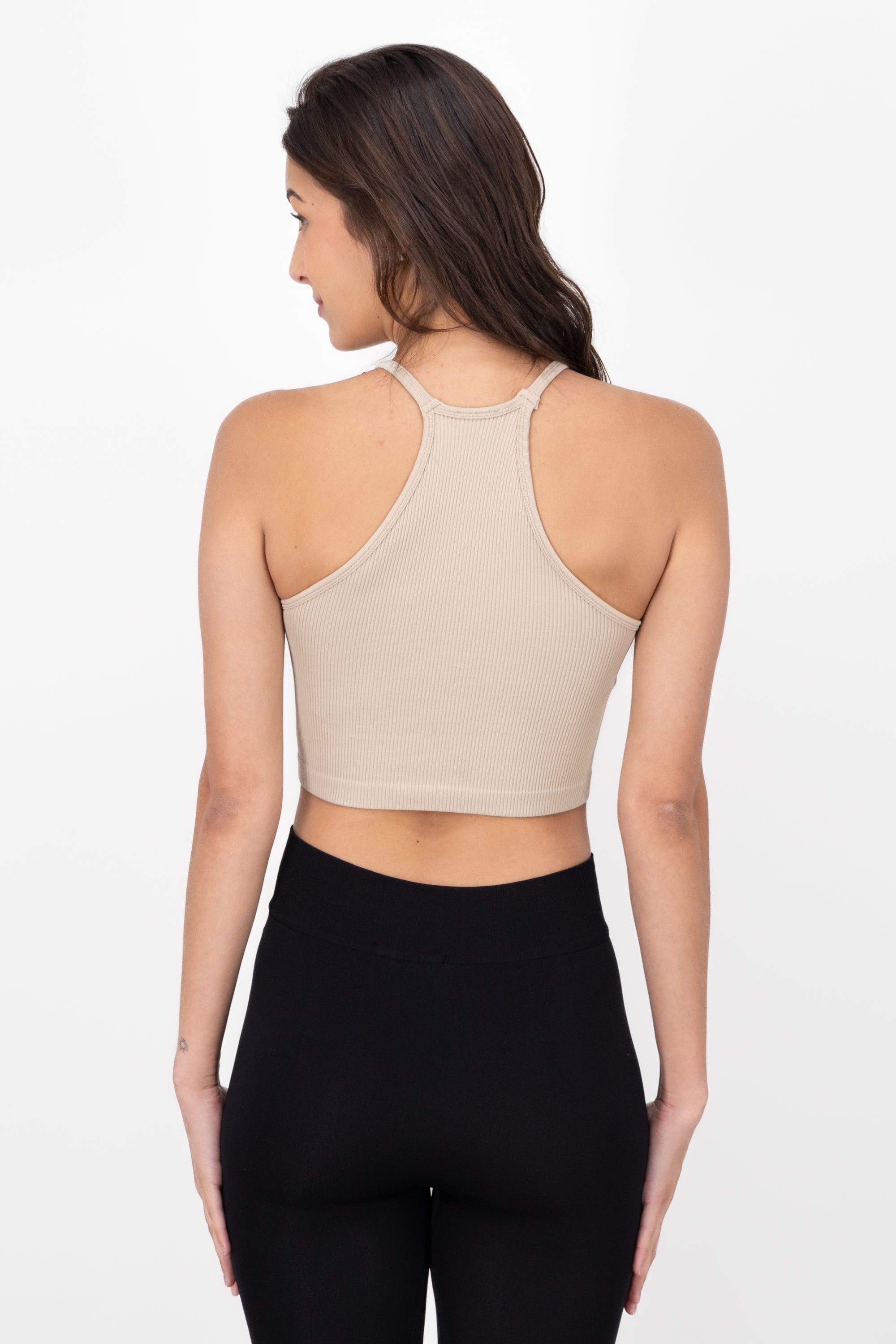 Top Seamless Sin Manga Liso KHAKI