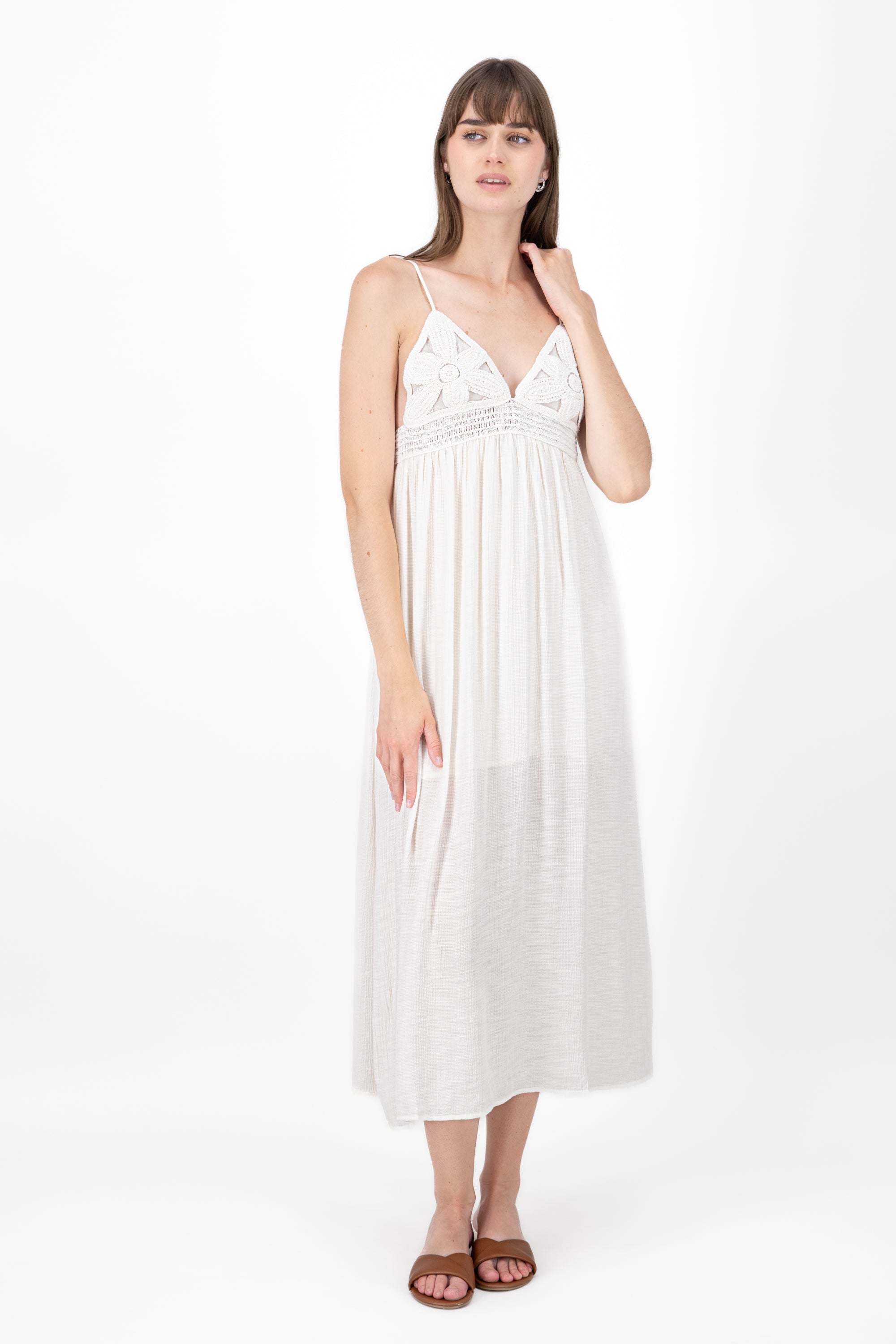 Flower Maxi Cocochet Dress WHITE