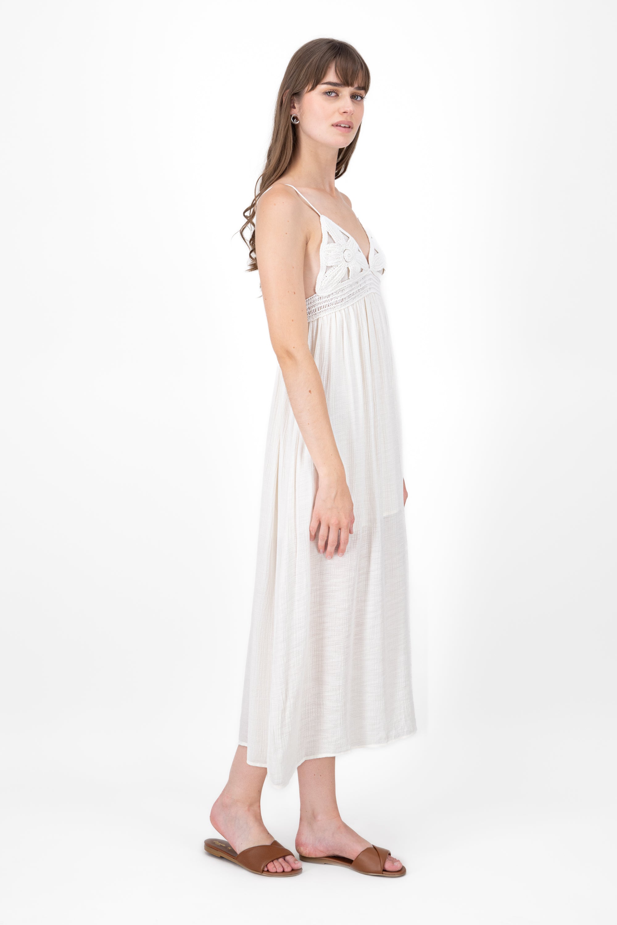 Flower Maxi Cocochet Dress WHITE