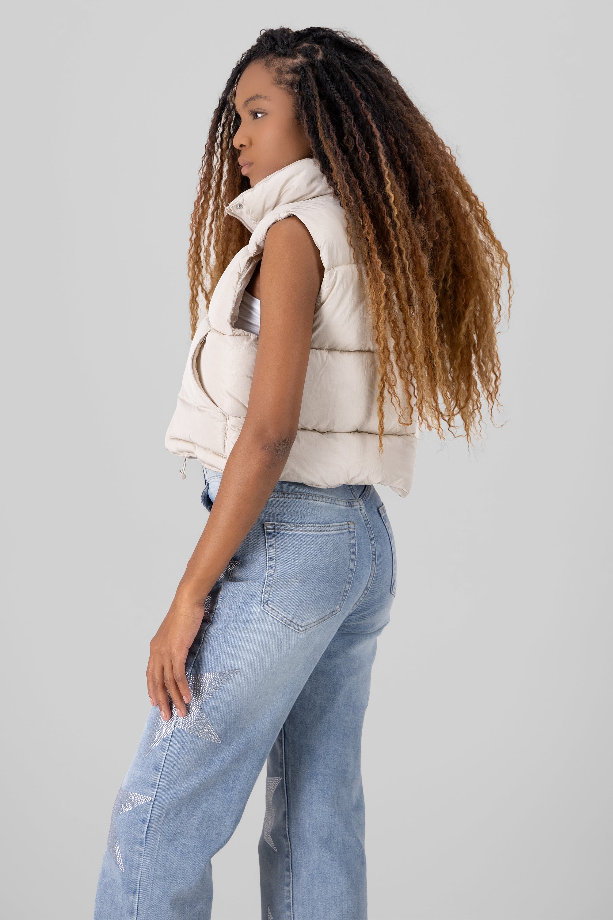 Smooth cropped effect vest Taupe