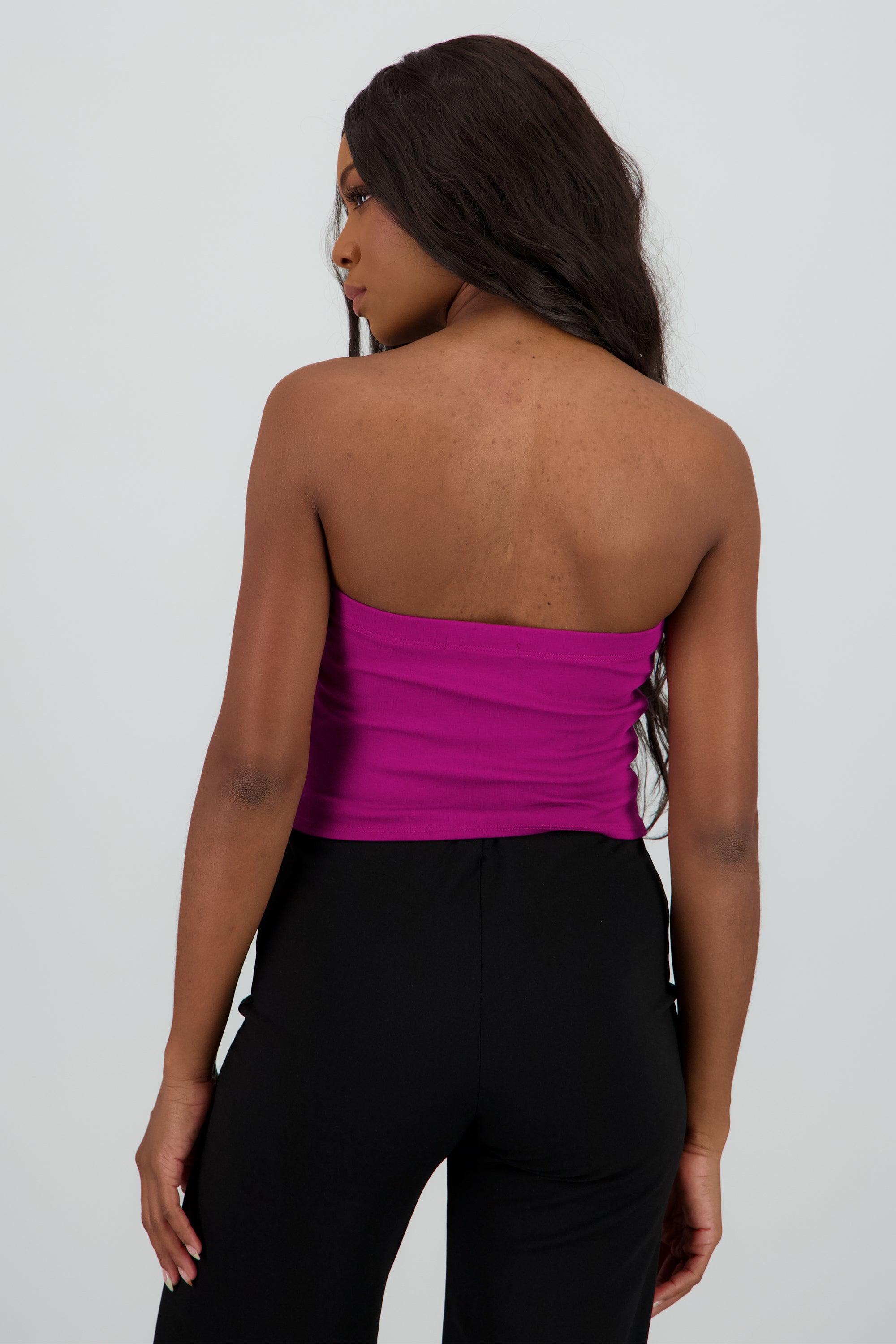 Top strapless detalle moños BUGAMBILIA