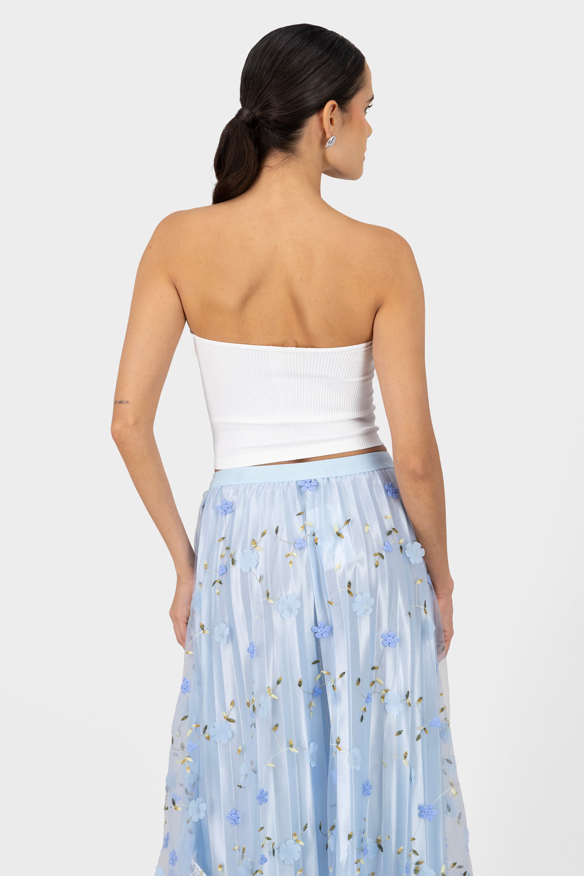 Top Seamless in Flower Detail WHITE