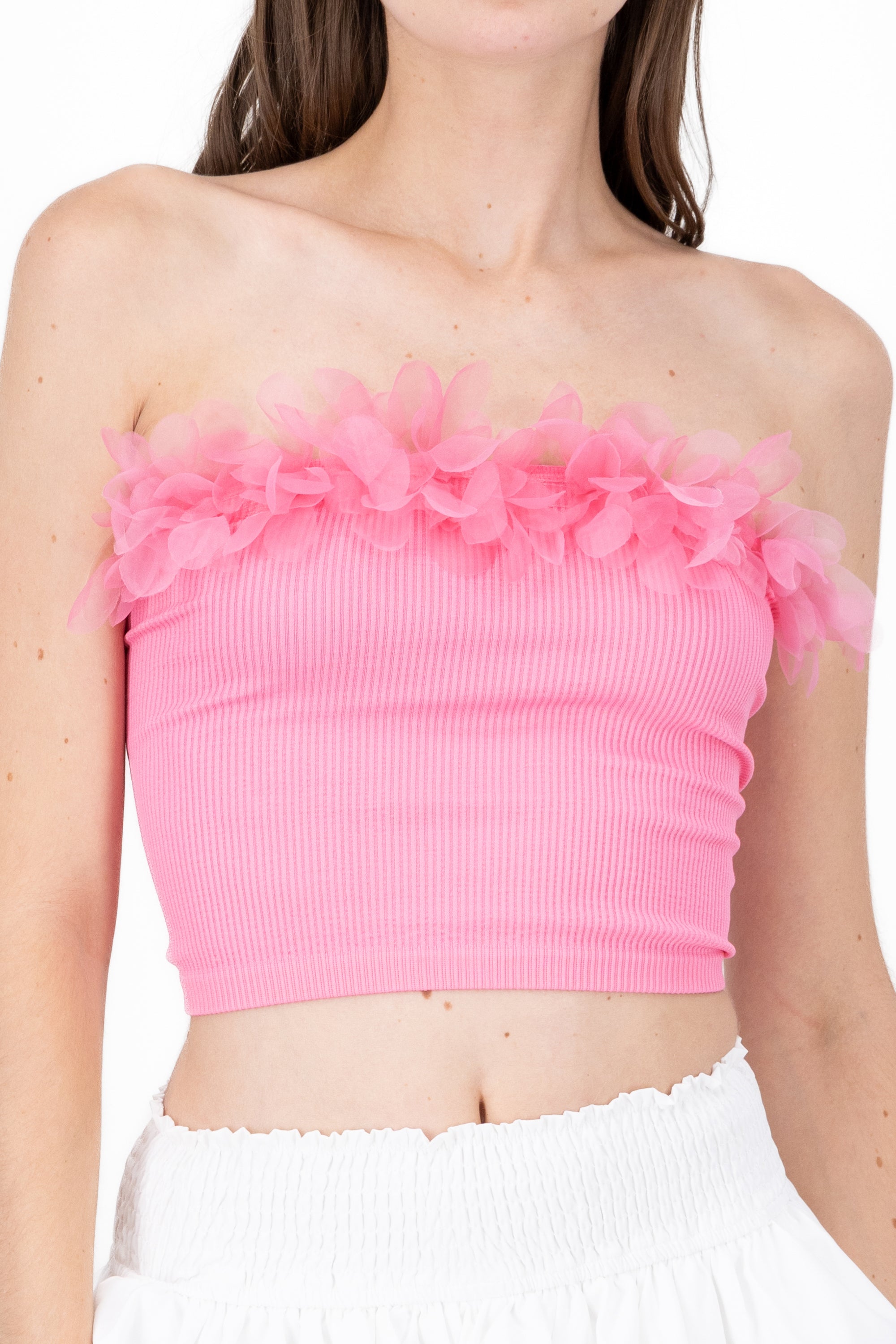 Top Seamless in Flower Detail PINK