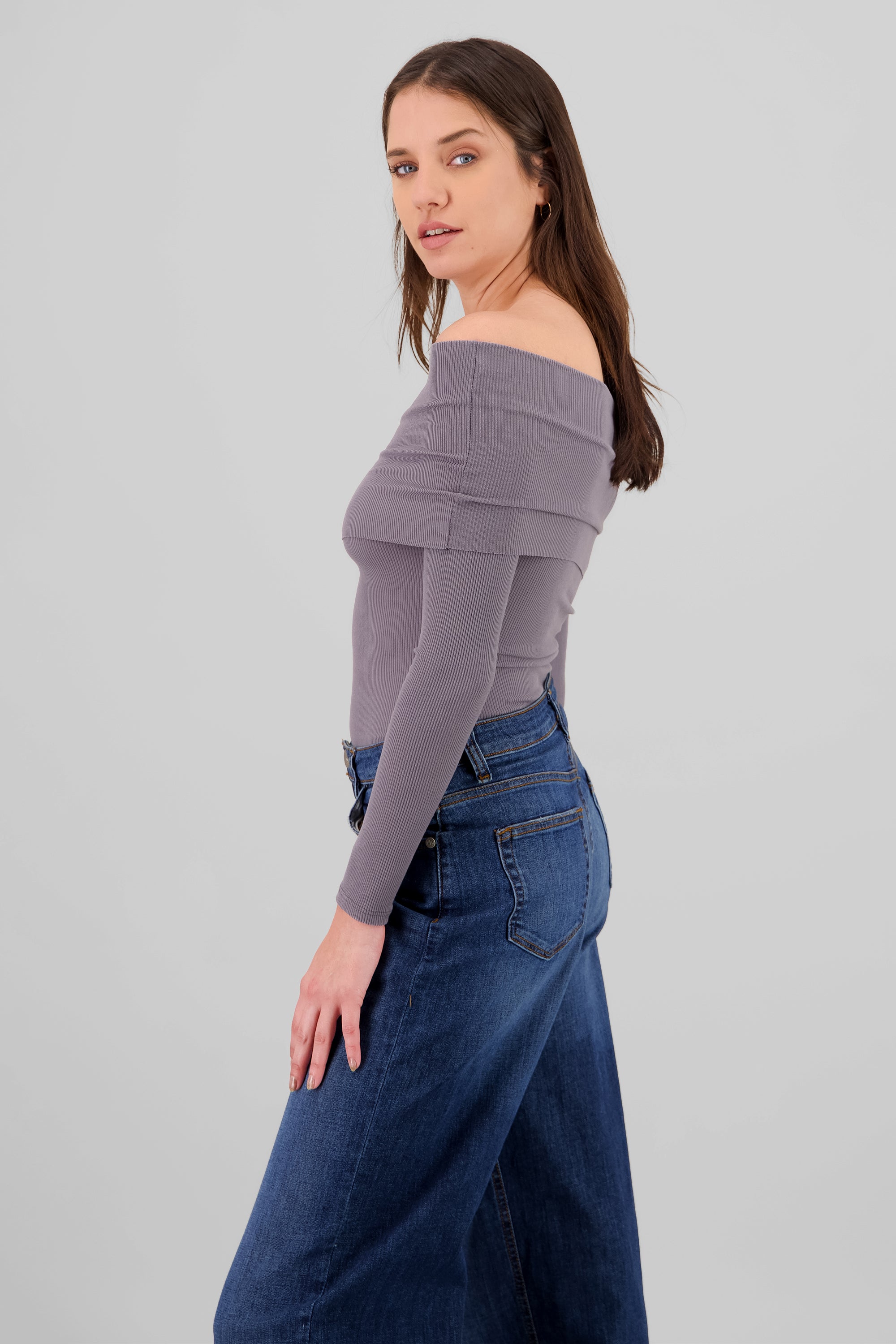 Top rib off shoulder GRIS OBSCURO