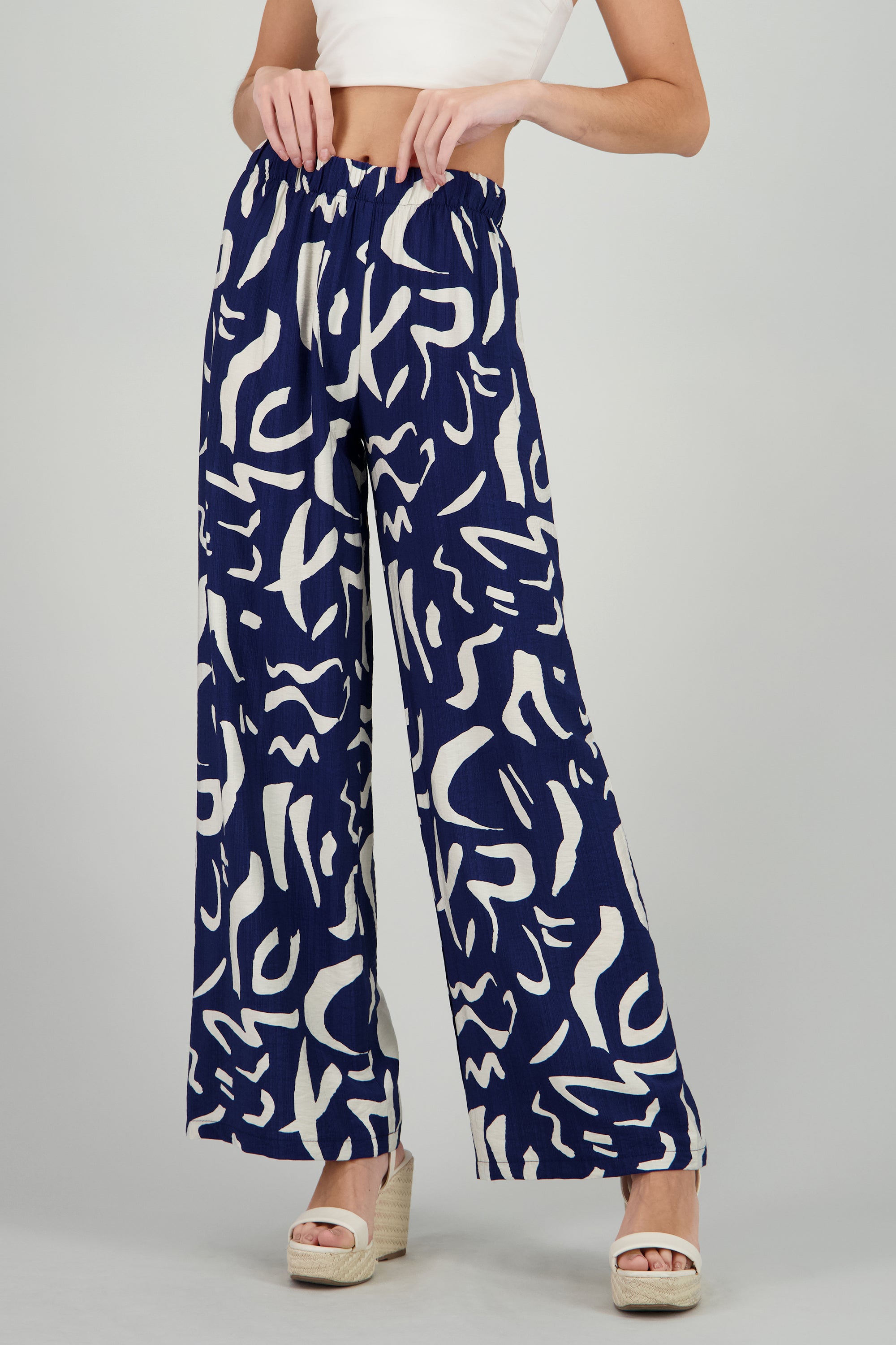 Pantalon fluido detalle estampado MARINO COMBO
