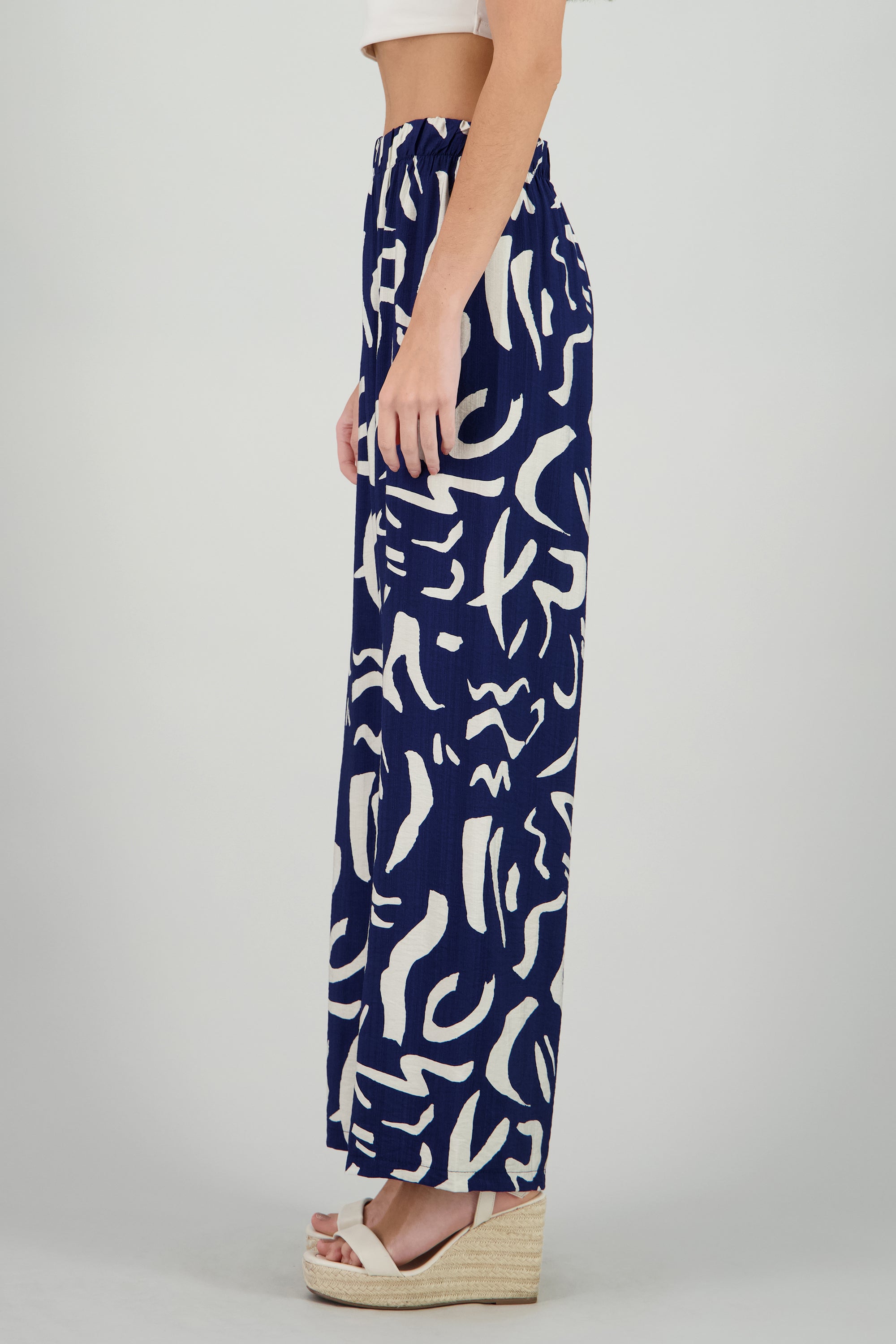 Pantalon fluido detalle estampado MARINO COMBO