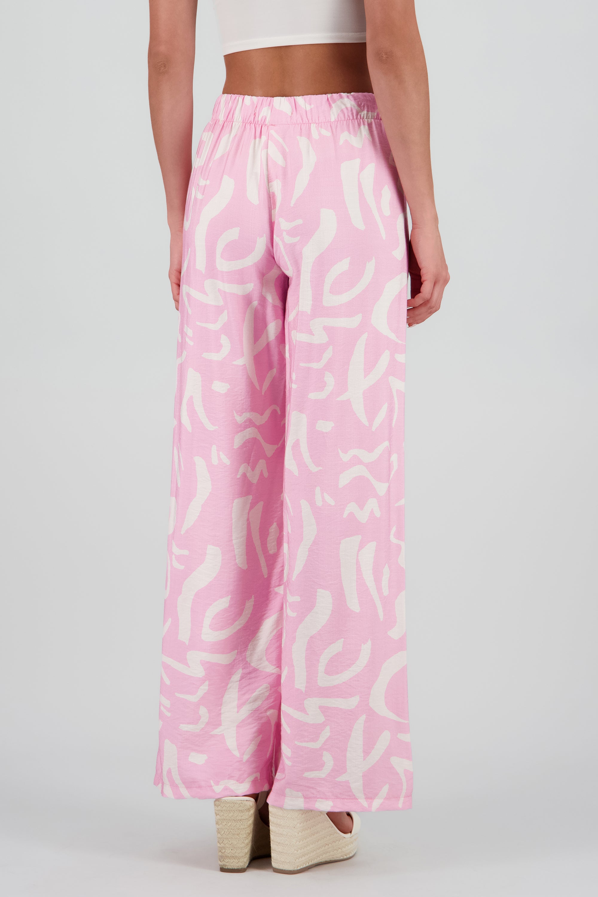 Pantalon fluido detalle estampado ROSA PASTEL