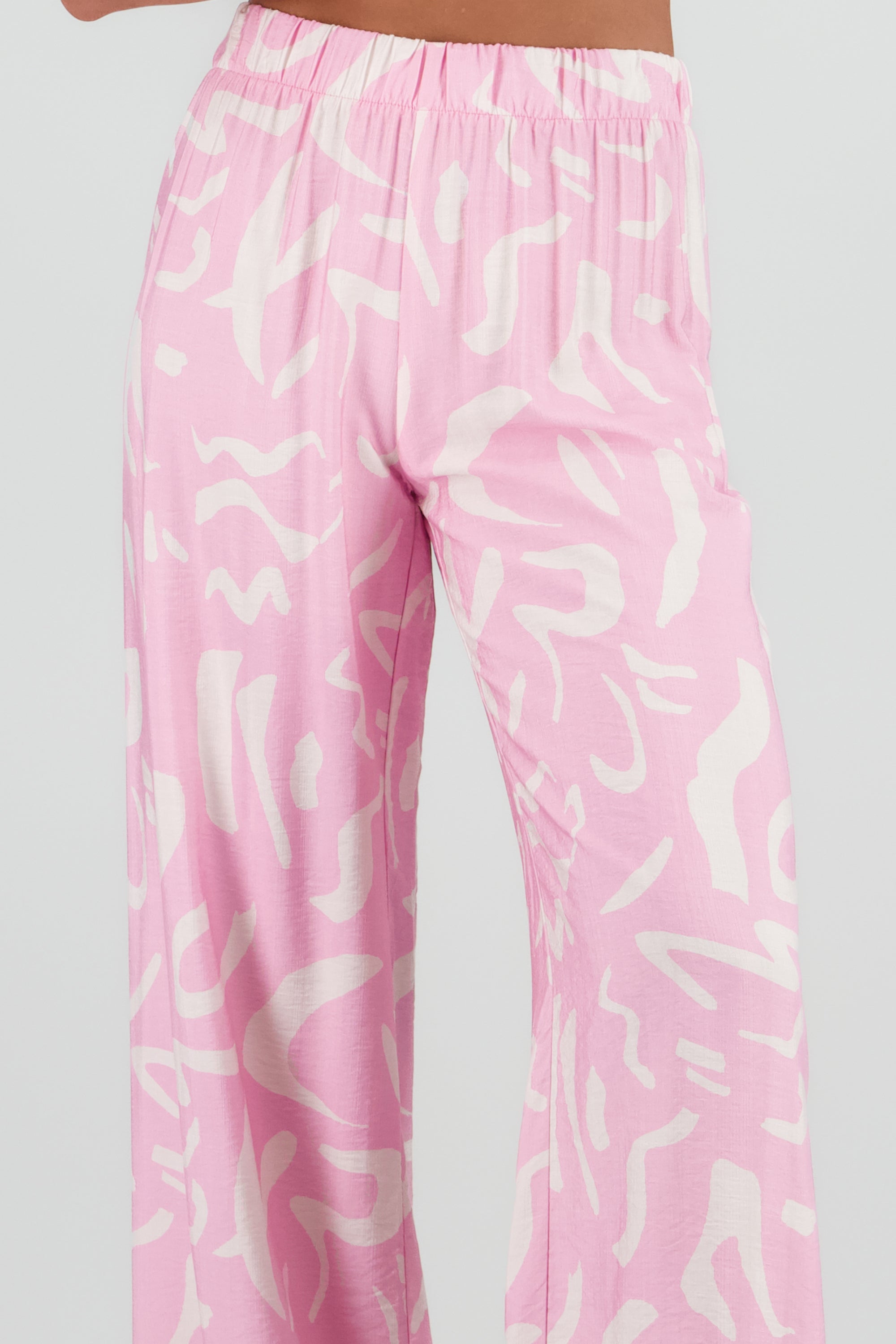 Pantalon fluido detalle estampado ROSA PASTEL