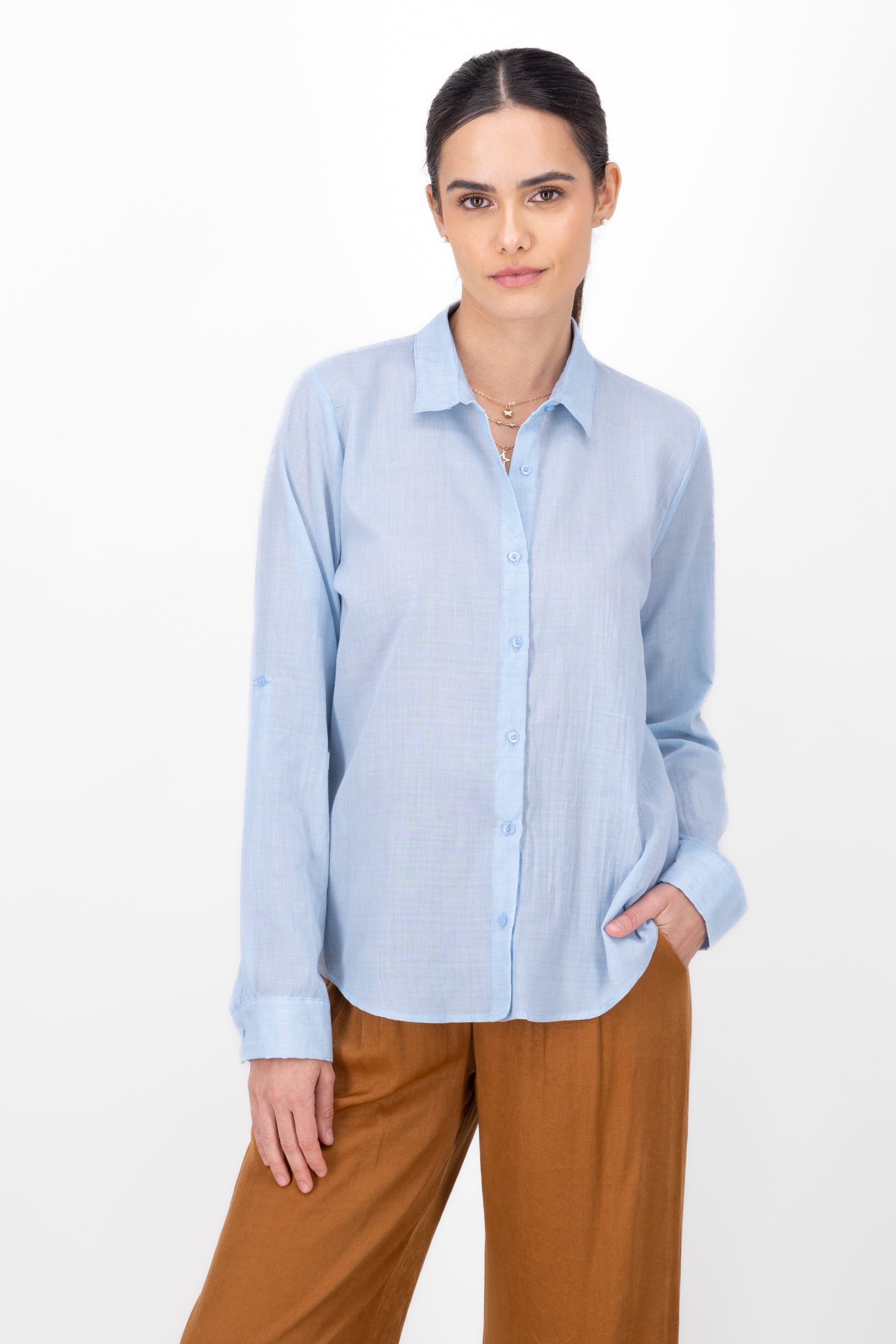 Camisa amplia lisa AZUL