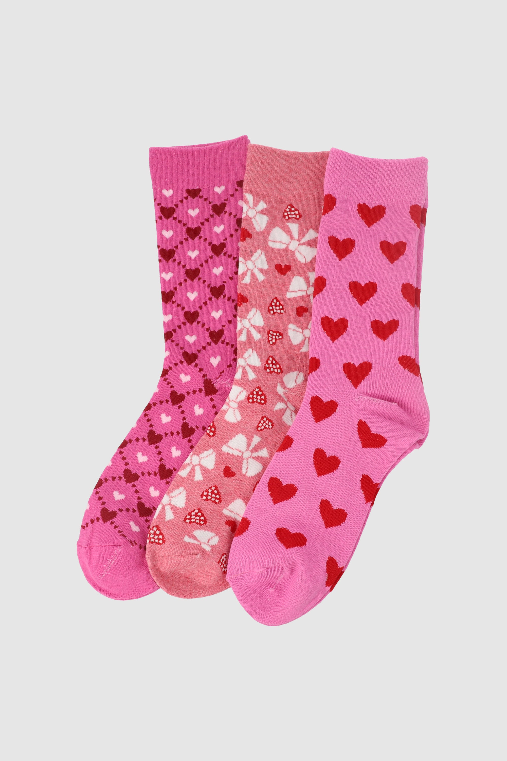 Set 3 pairs of heart socks Rosa Combo