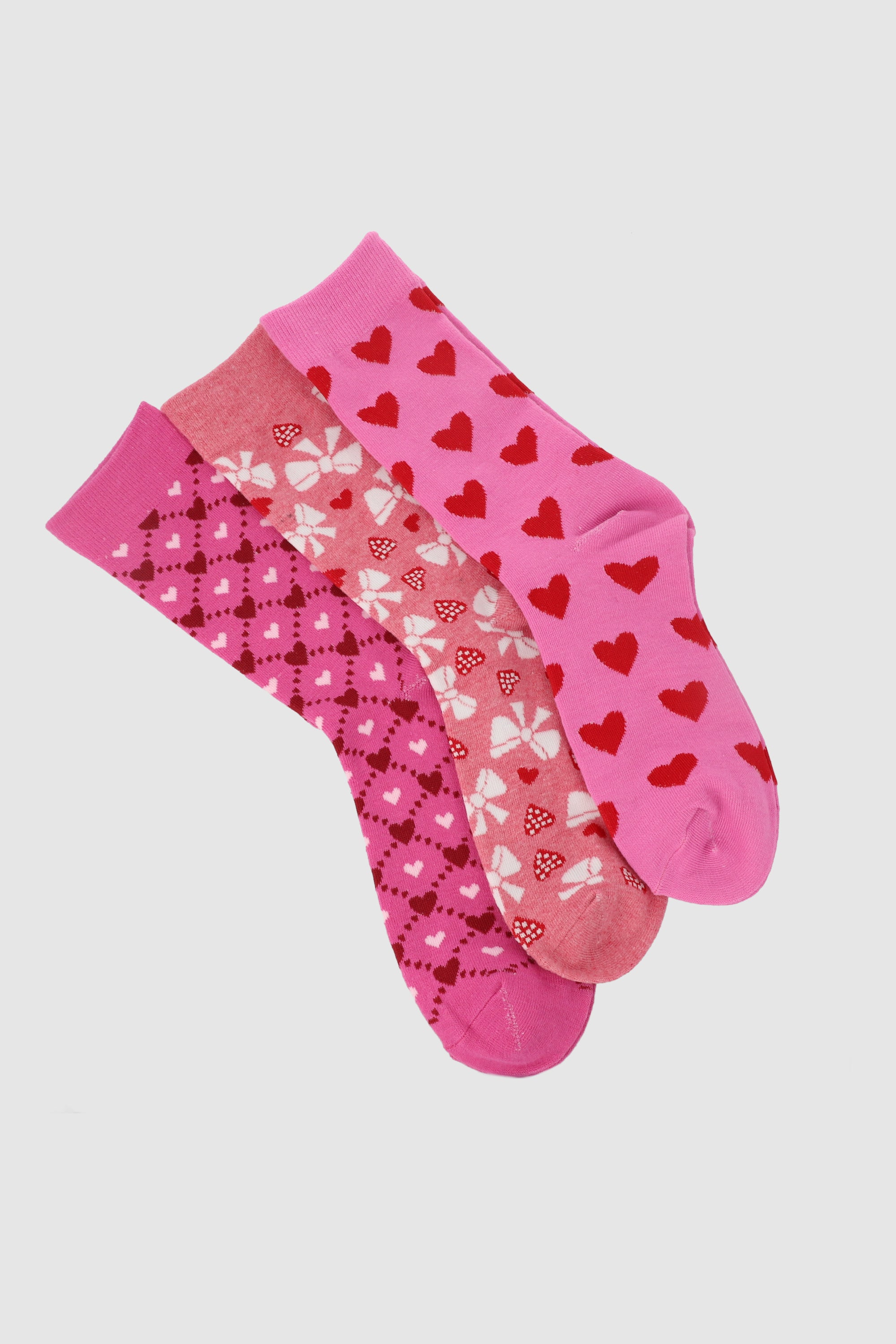 Set 3 pairs of heart socks Rosa Combo