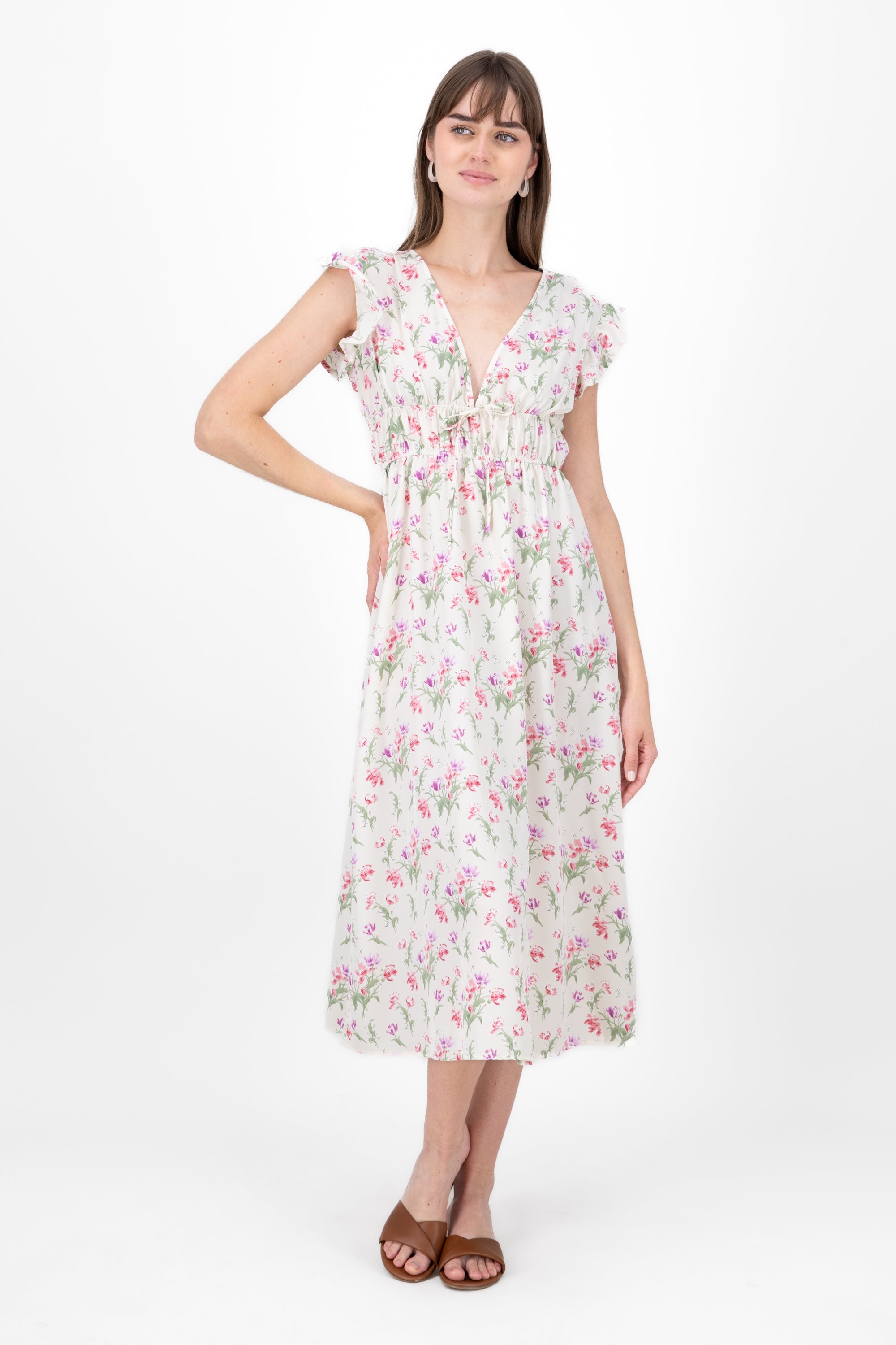 Midi Flores Dress Rosa Combo