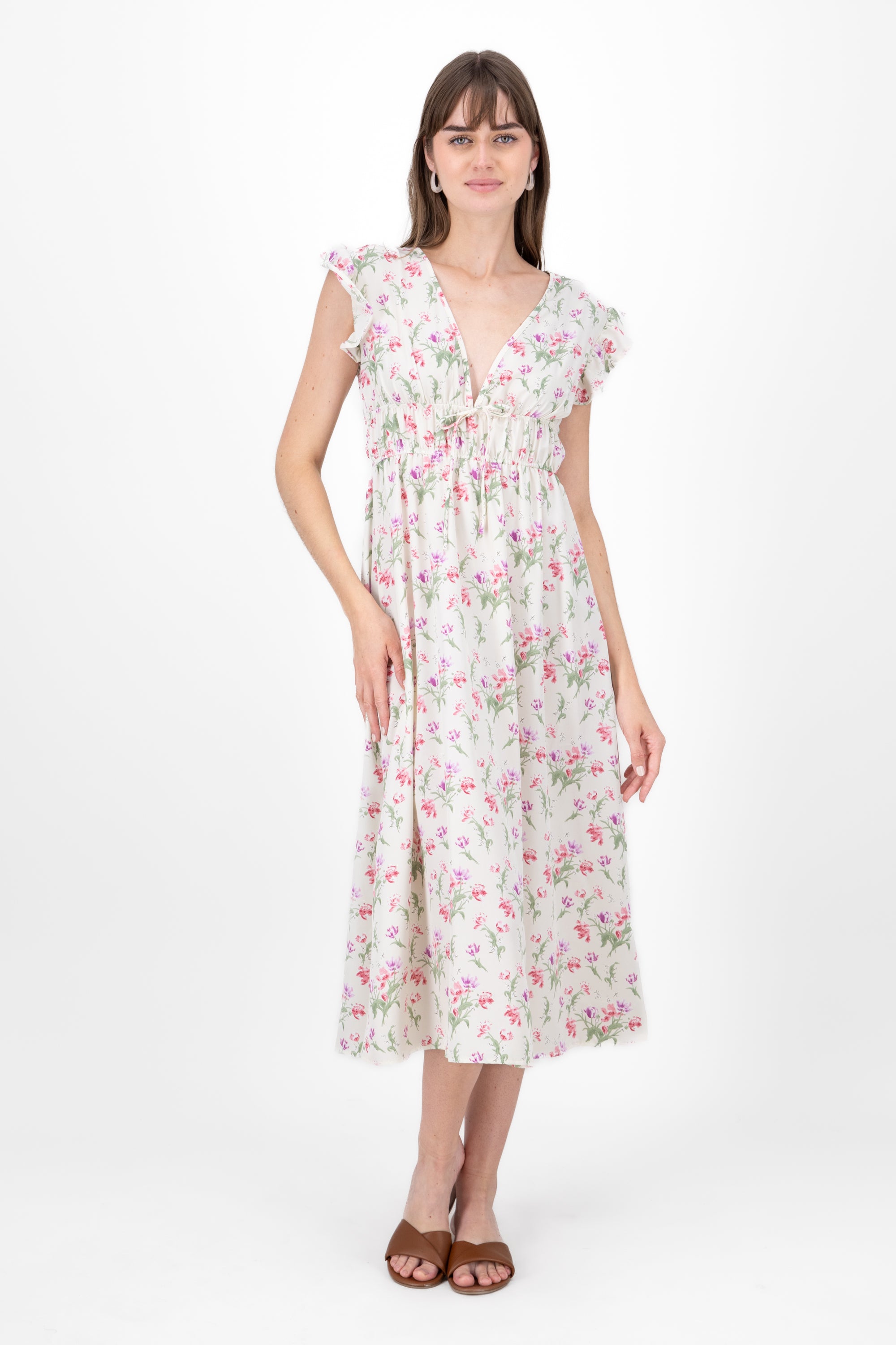 Midi Flores Dress Rosa Combo