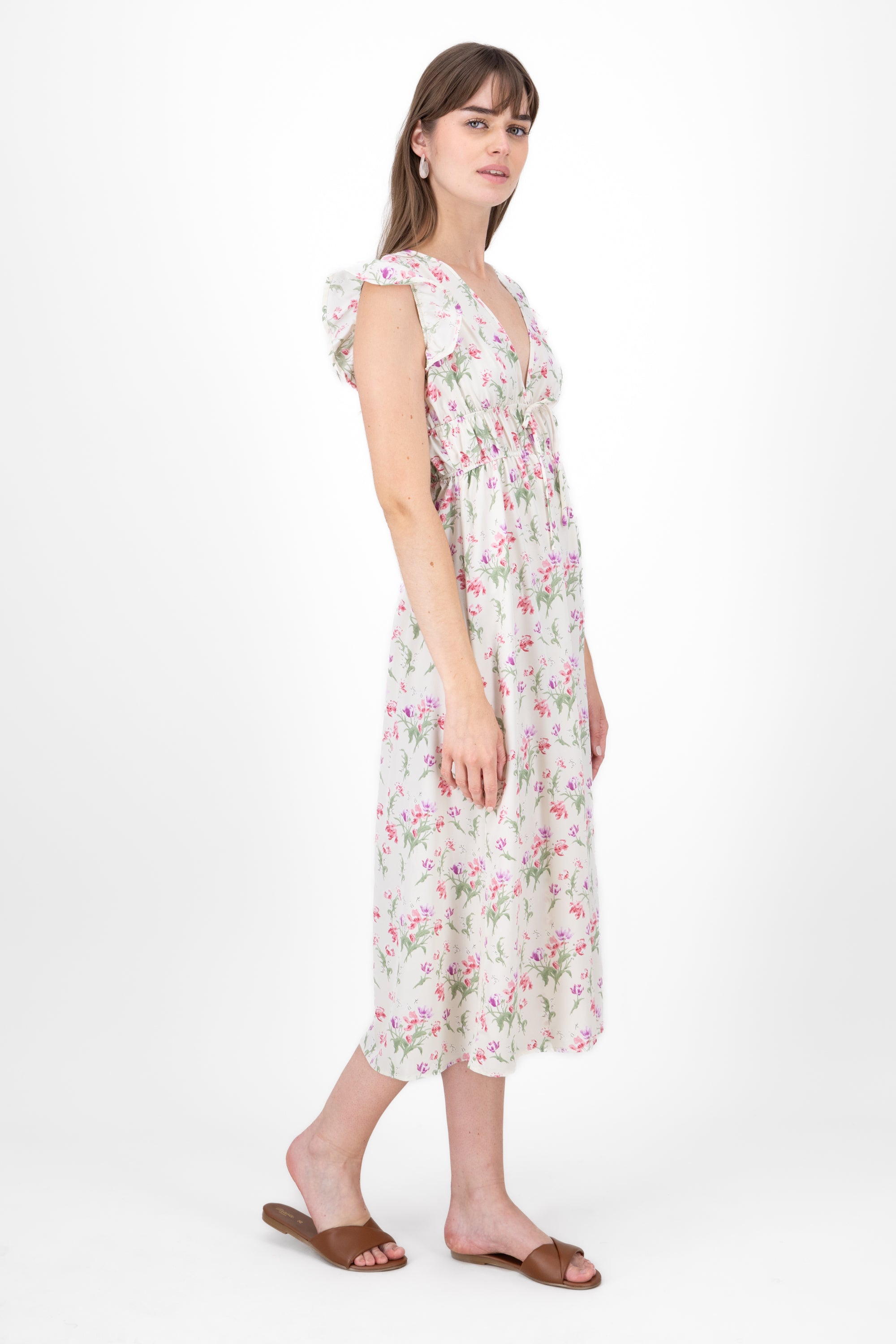 Midi Flores Dress Rosa Combo
