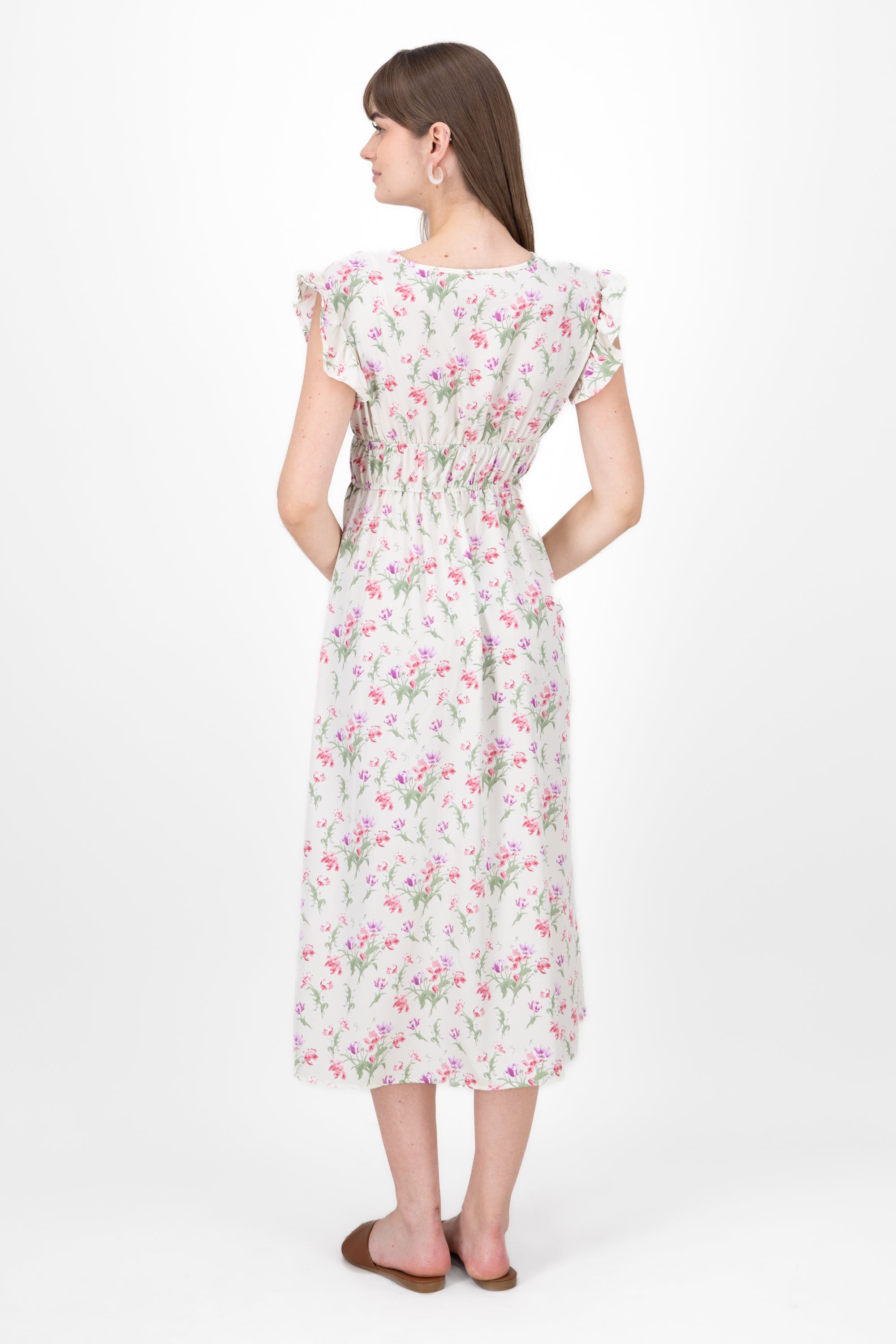 Midi Flores Dress Rosa Combo