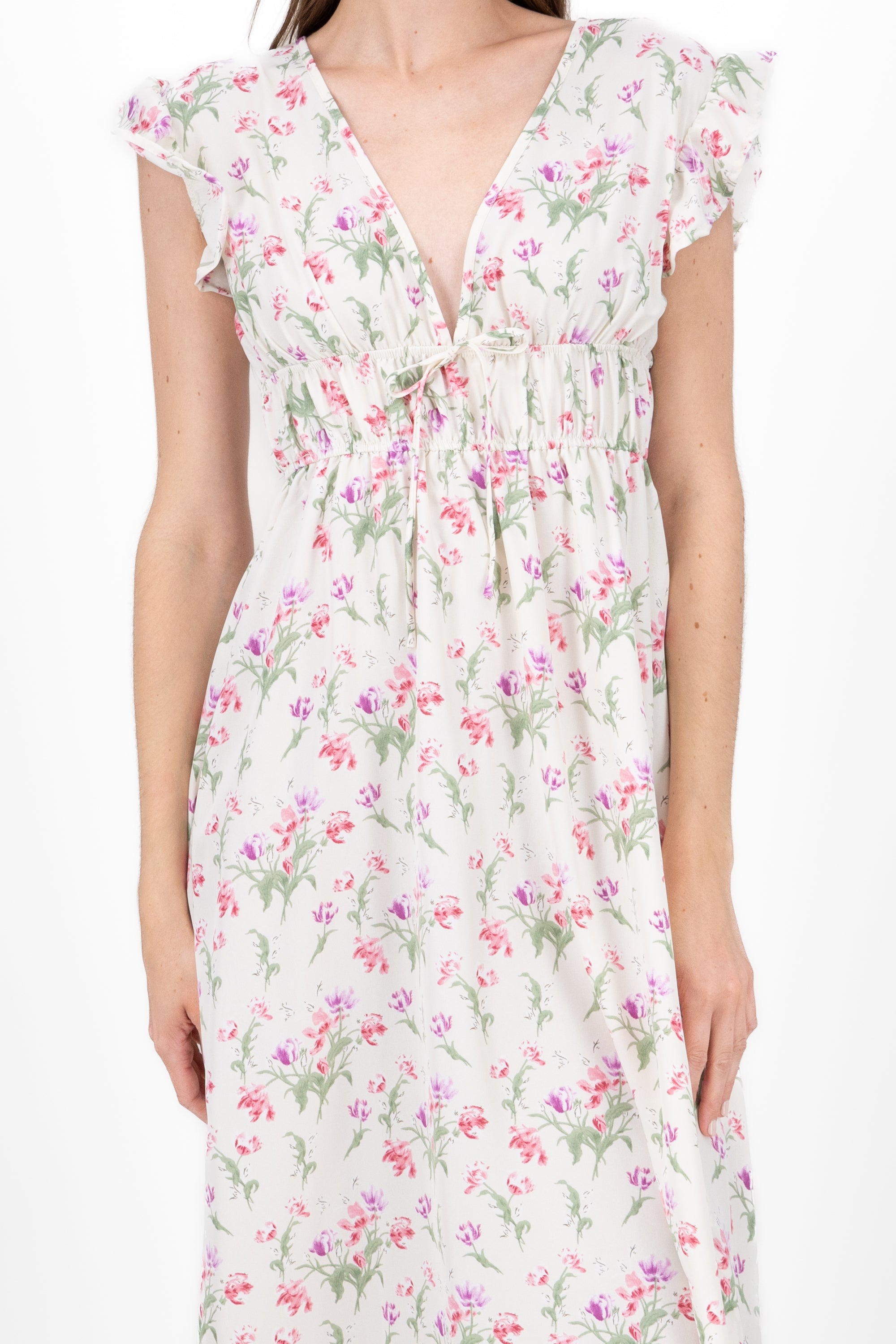 Midi Flores Dress Rosa Combo